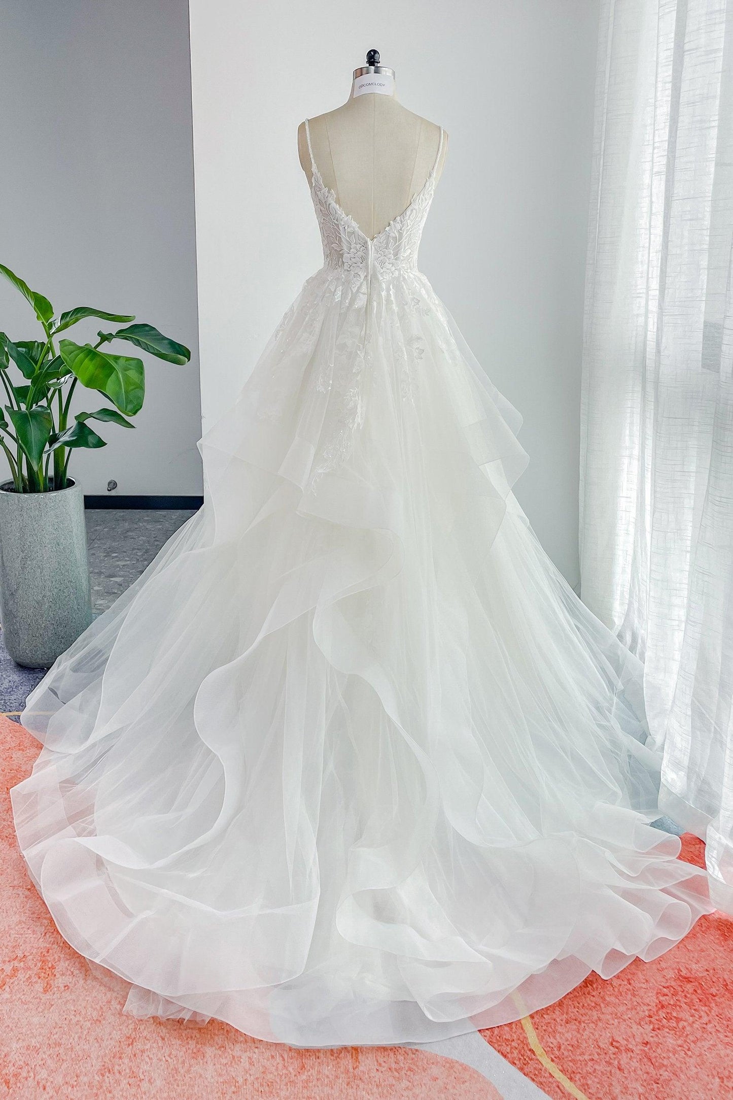 A-Line Court Train Lace Tulle Wedding Dress CW3154 - COCOMELODY