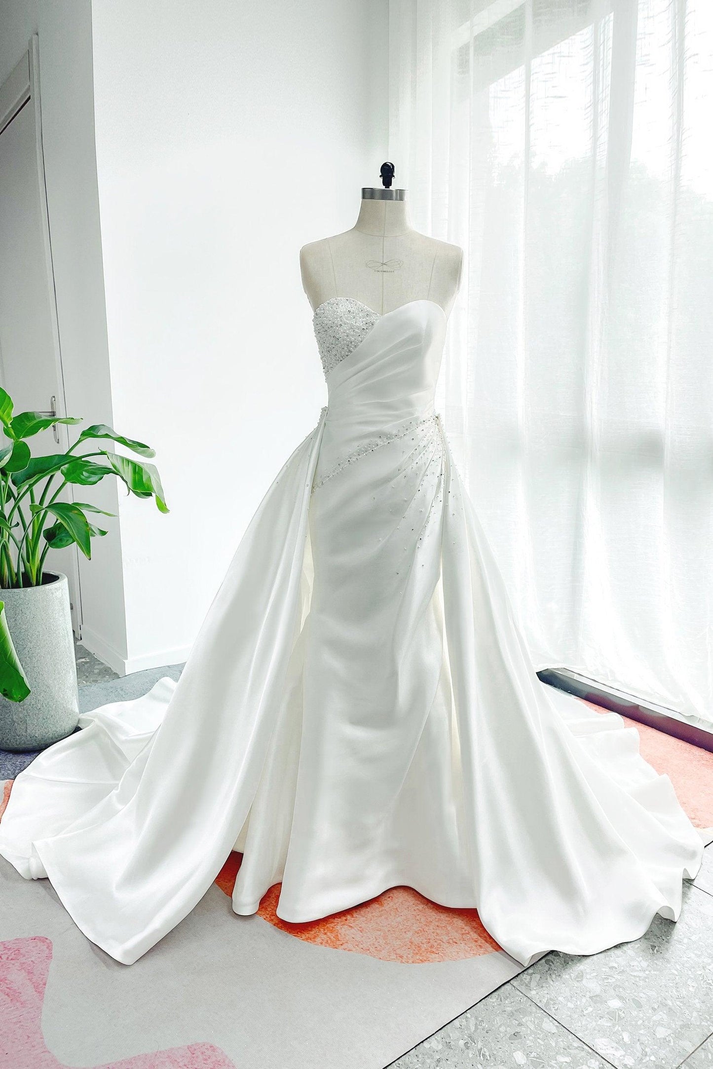A-Line Court Train Mikado Wedding Dress CW3164 - COCOMELODY