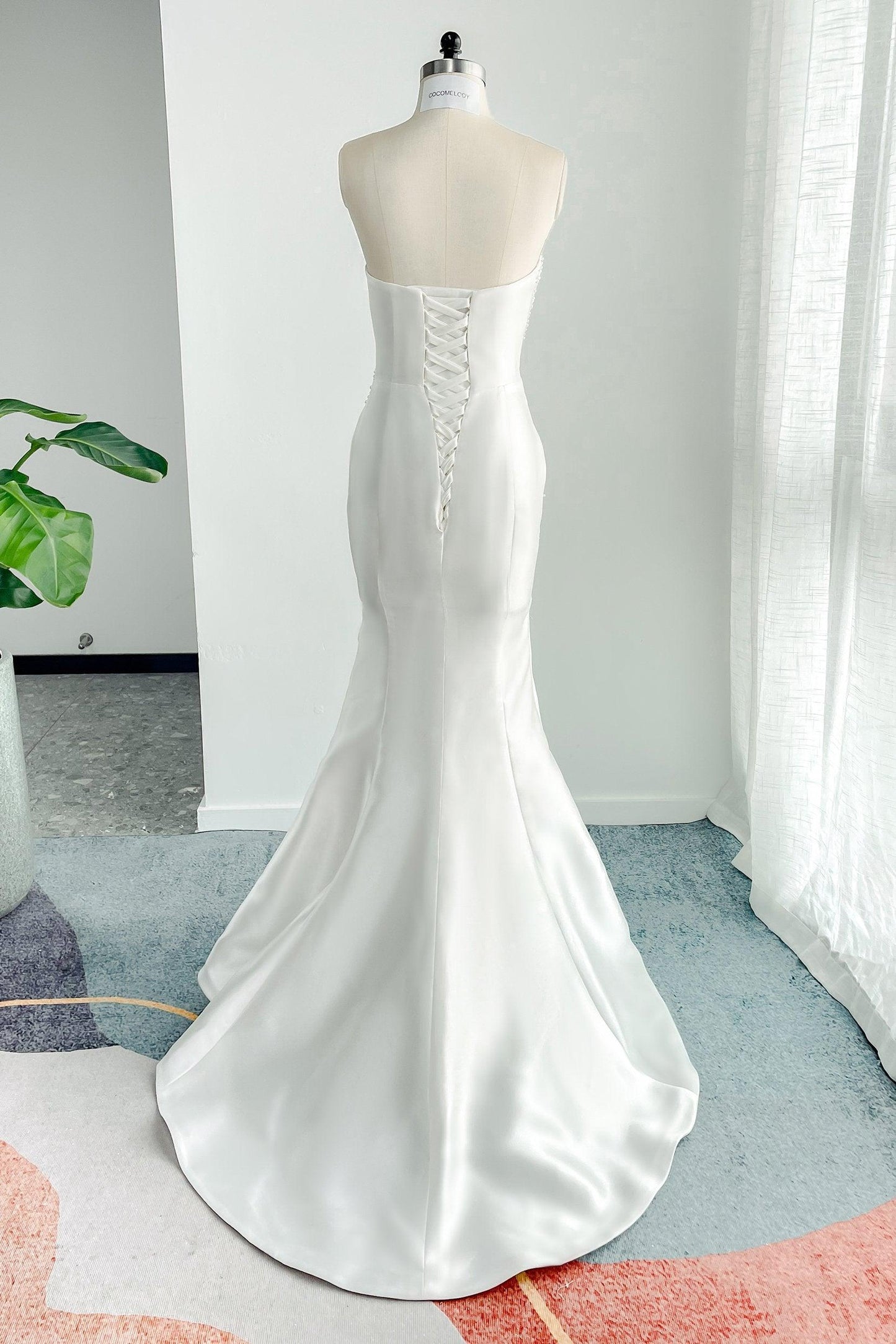 A-Line Court Train Mikado Wedding Dress CW3164 - COCOMELODY