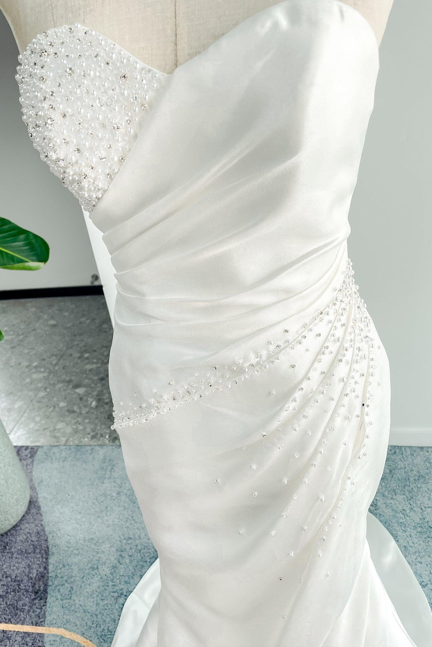 A-Line Court Train Mikado Wedding Dress CW3164 - COCOMELODY