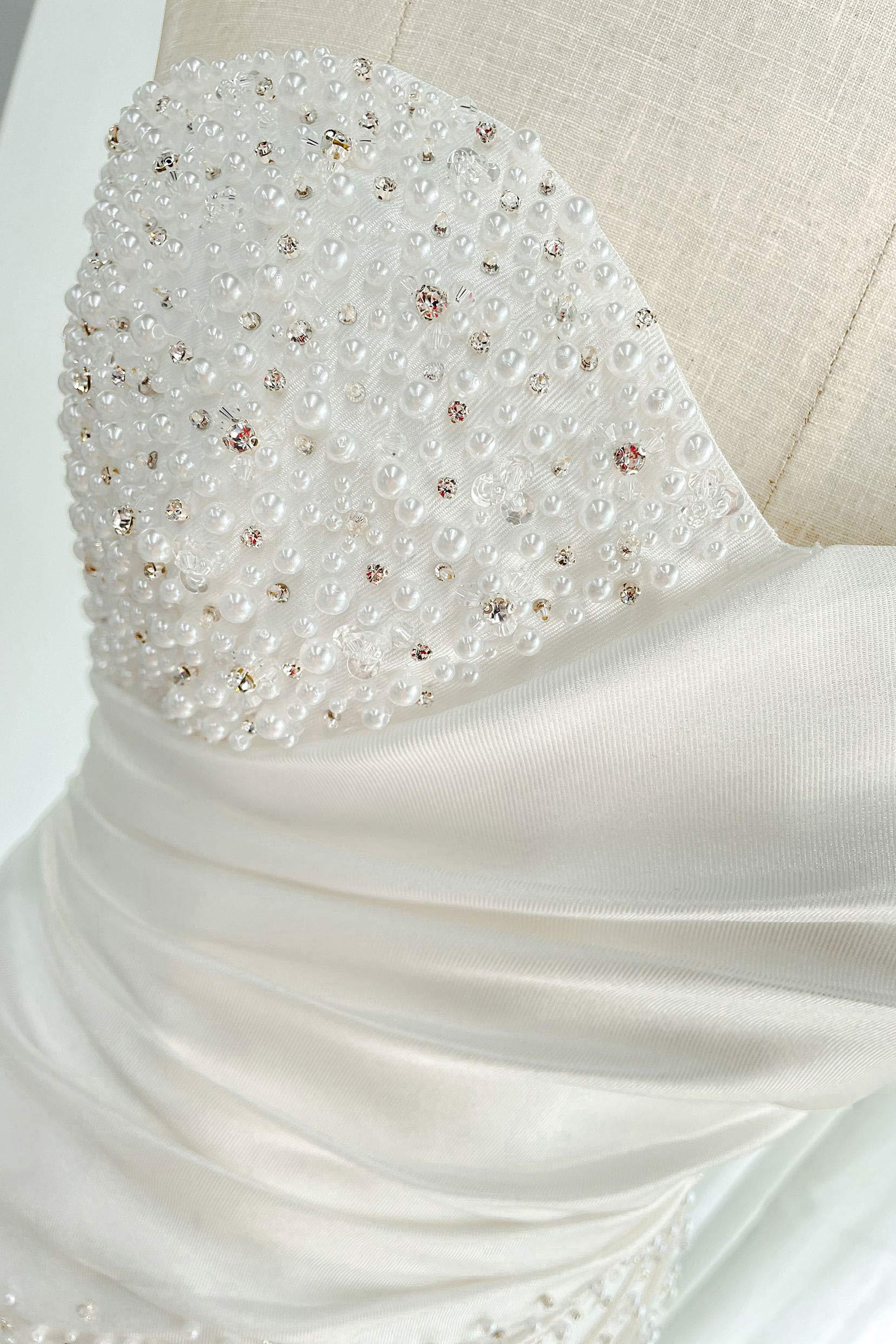 A-Line Court Train Mikado Wedding Dress CW3164 - COCOMELODY