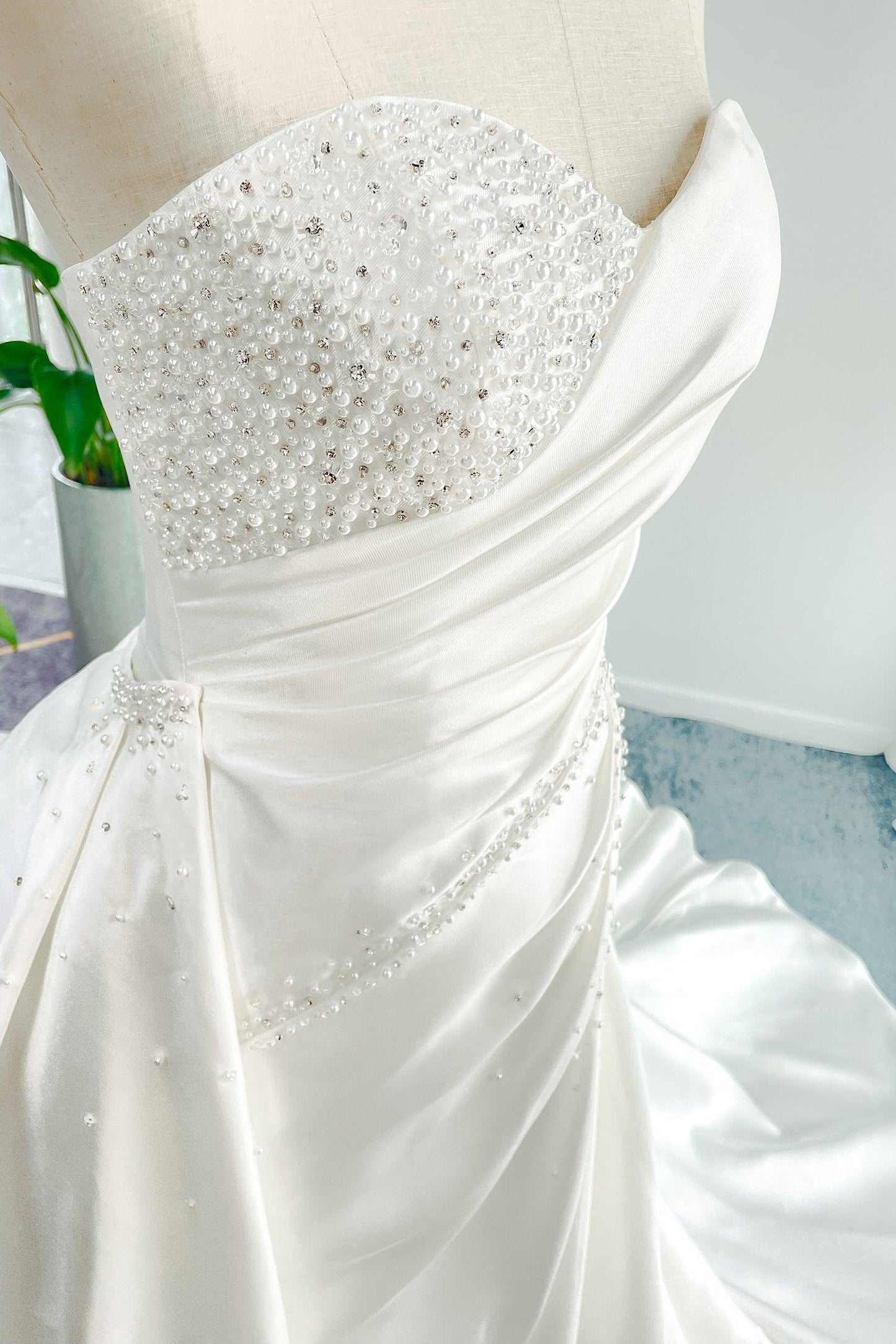 A-Line Court Train Mikado Wedding Dress CW3164 - COCOMELODY