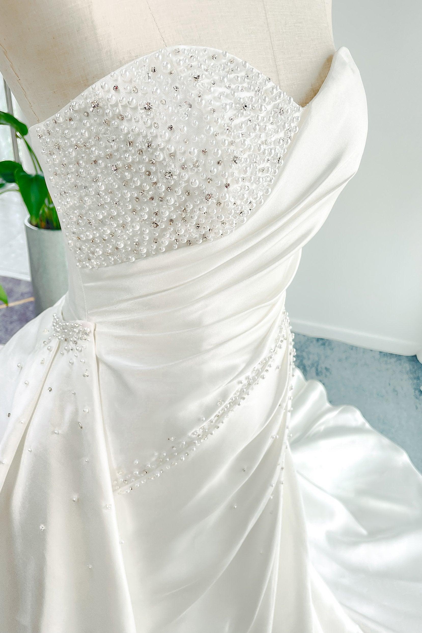 A-Line Court Train Mikado Wedding Dress CW3164 - COCOMELODY