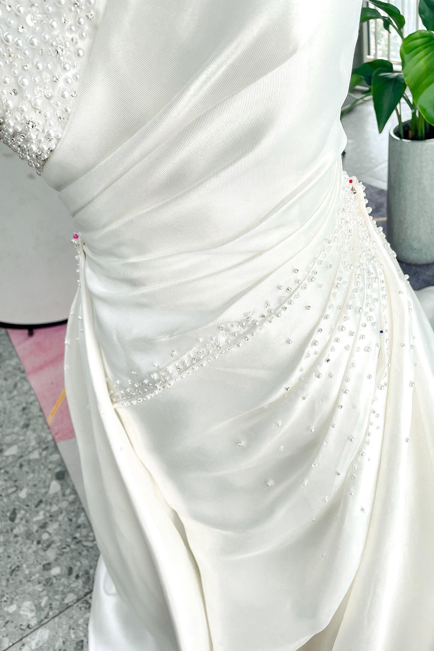 A-Line Court Train Mikado Wedding Dress CW3164 - COCOMELODY