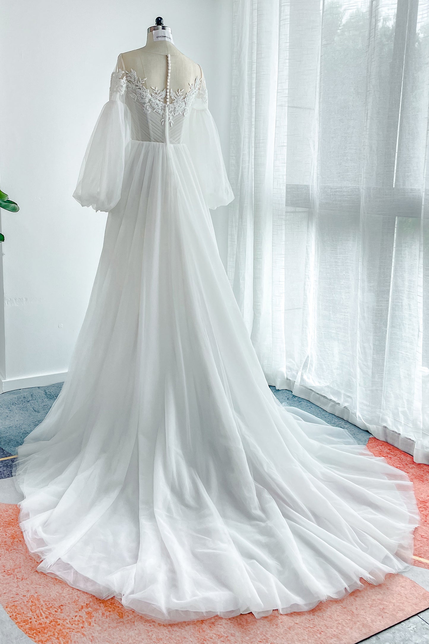 A-Line Court Train Lace Tulle Wedding Dress CW3201