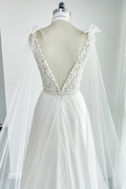 A-Line Court Train Lace Tulle Wedding Dress CW3202