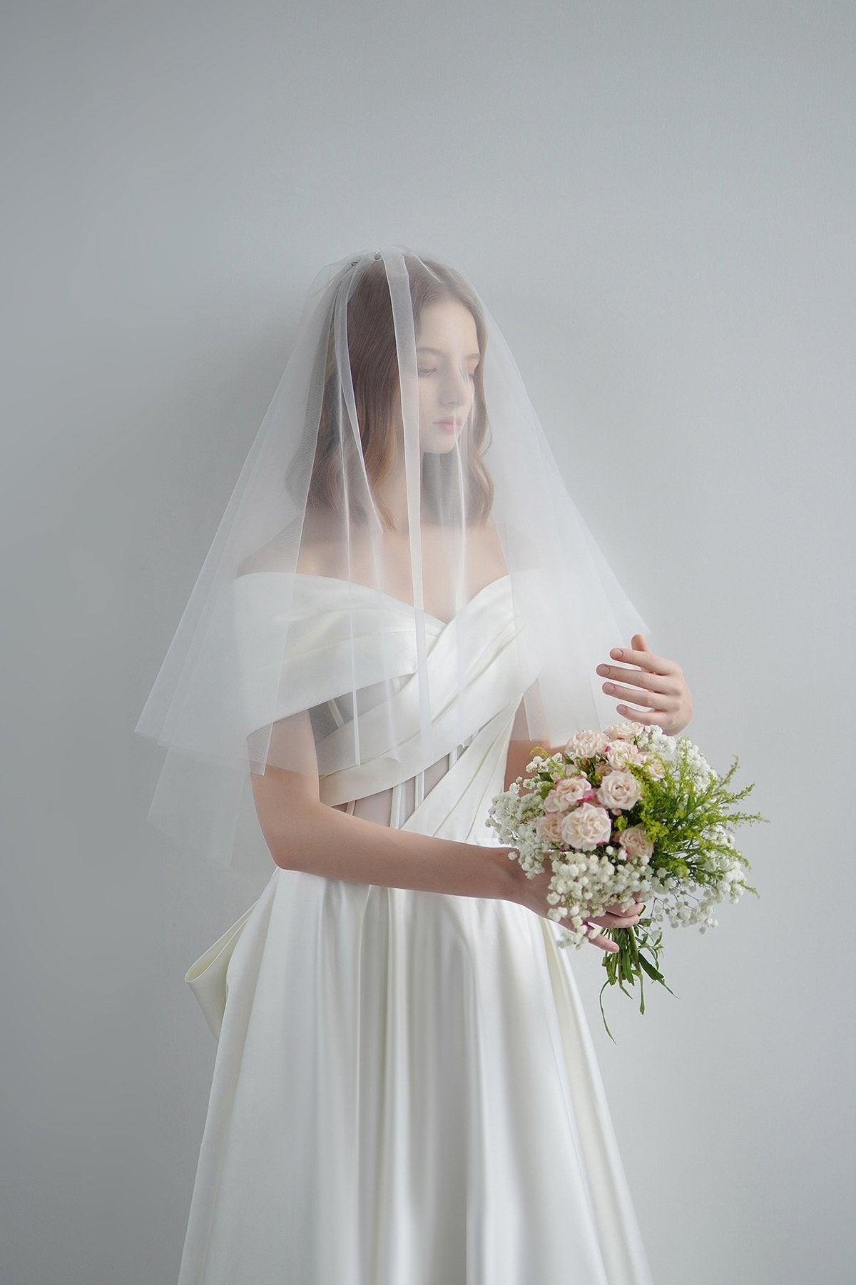 A-Line Sweep-Brush Train Satin Wedding Dress CW3208 - COCOMELODY