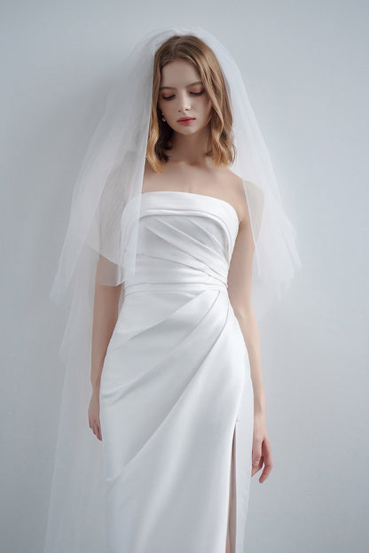Sheath-Column Ankle Length Satin Wedding Dress CW3209