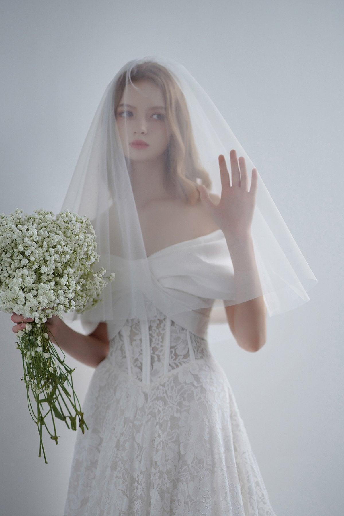 A-Line Sweep-Brush Train Satin Lace Wedding Dress CW3210 - COCOMELODY