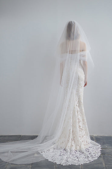 Mermaid Sweep-Brush Train Lace Tulle Wedding Dress CW3221