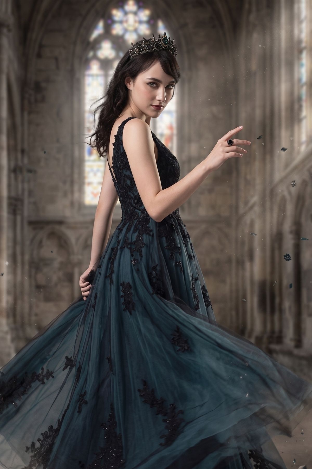 A-Line Court Train Tulle Wedding Dress CW3222