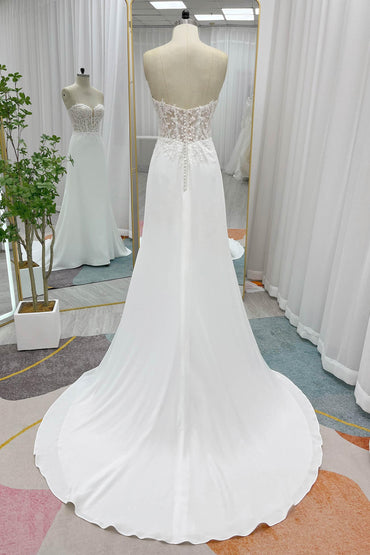 Sheath Court Train Lace Luxuriant Satin Wedding Dress CW3232 - COCOMELODY