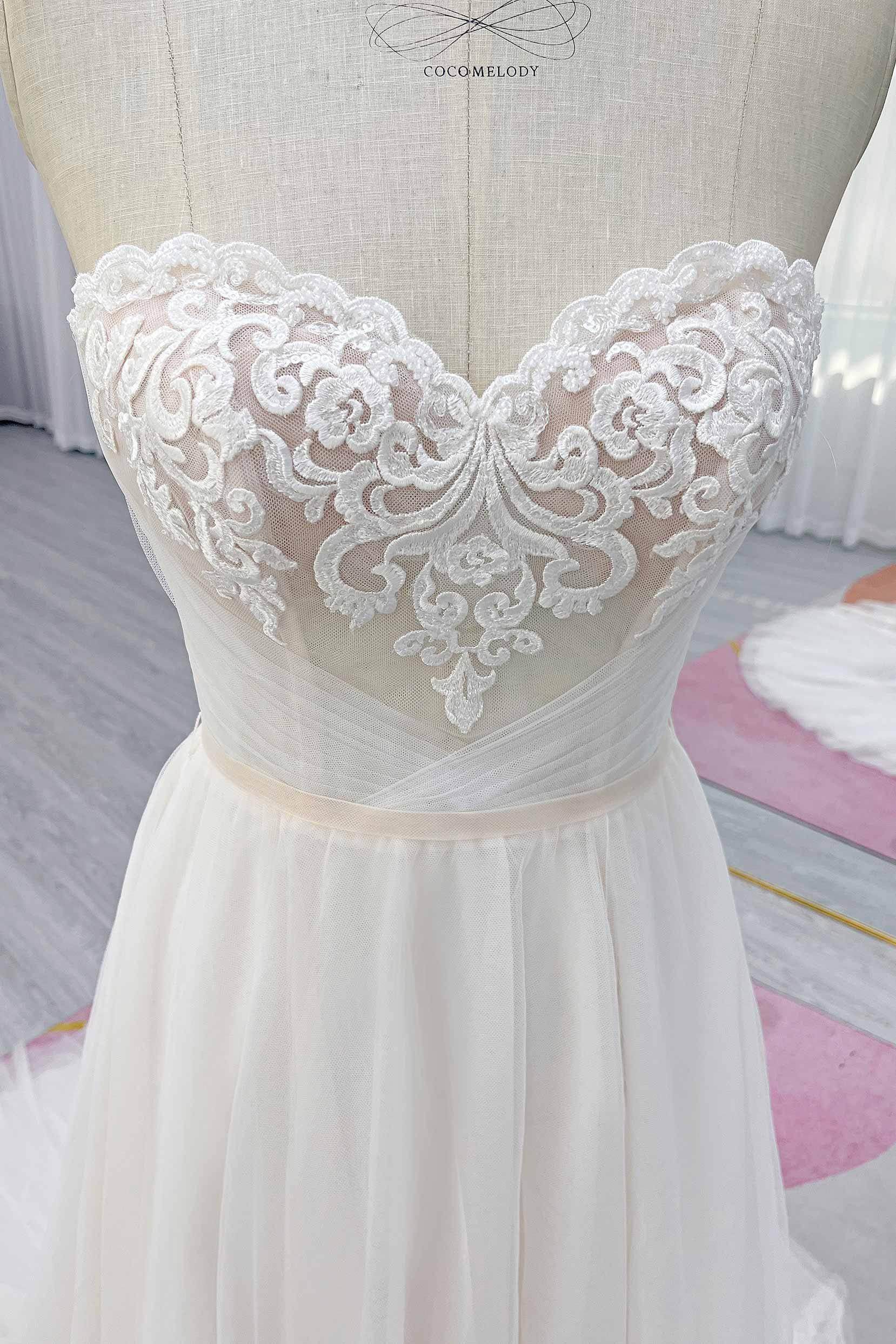 A-Line Wedding Dress Detachable Sleeves Sweetheart Tulle Court Train COCOMELODY CW3237, 35 Days / Black / US6-UK8-EUR36 A-Line Wedding Dress Detachable Sleeves Sweetheart Tulle Court Train COCOMELODY CW3237, 35 Days / Black / US6-UK8-EUR36