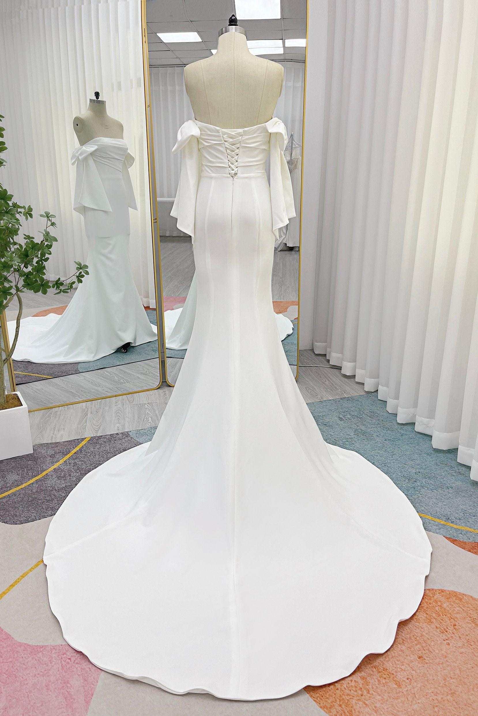 Trumpet-Mermaid Chapel Train Elastic Cloth Wedding Dress CW3246 - COCOMELODY