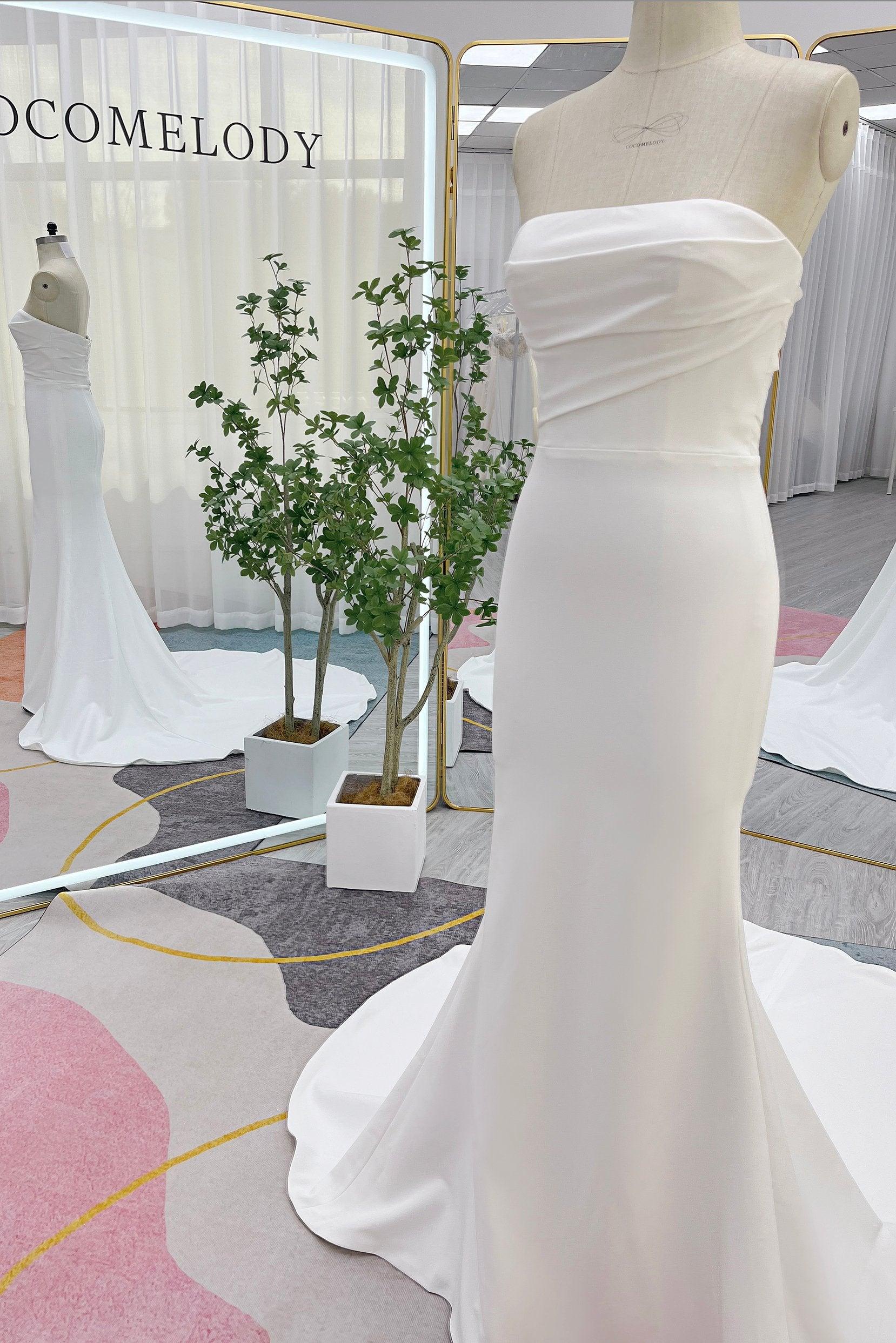 Trumpet-Mermaid Chapel Train Elastic Cloth Wedding Dress CW3246 - COCOMELODY