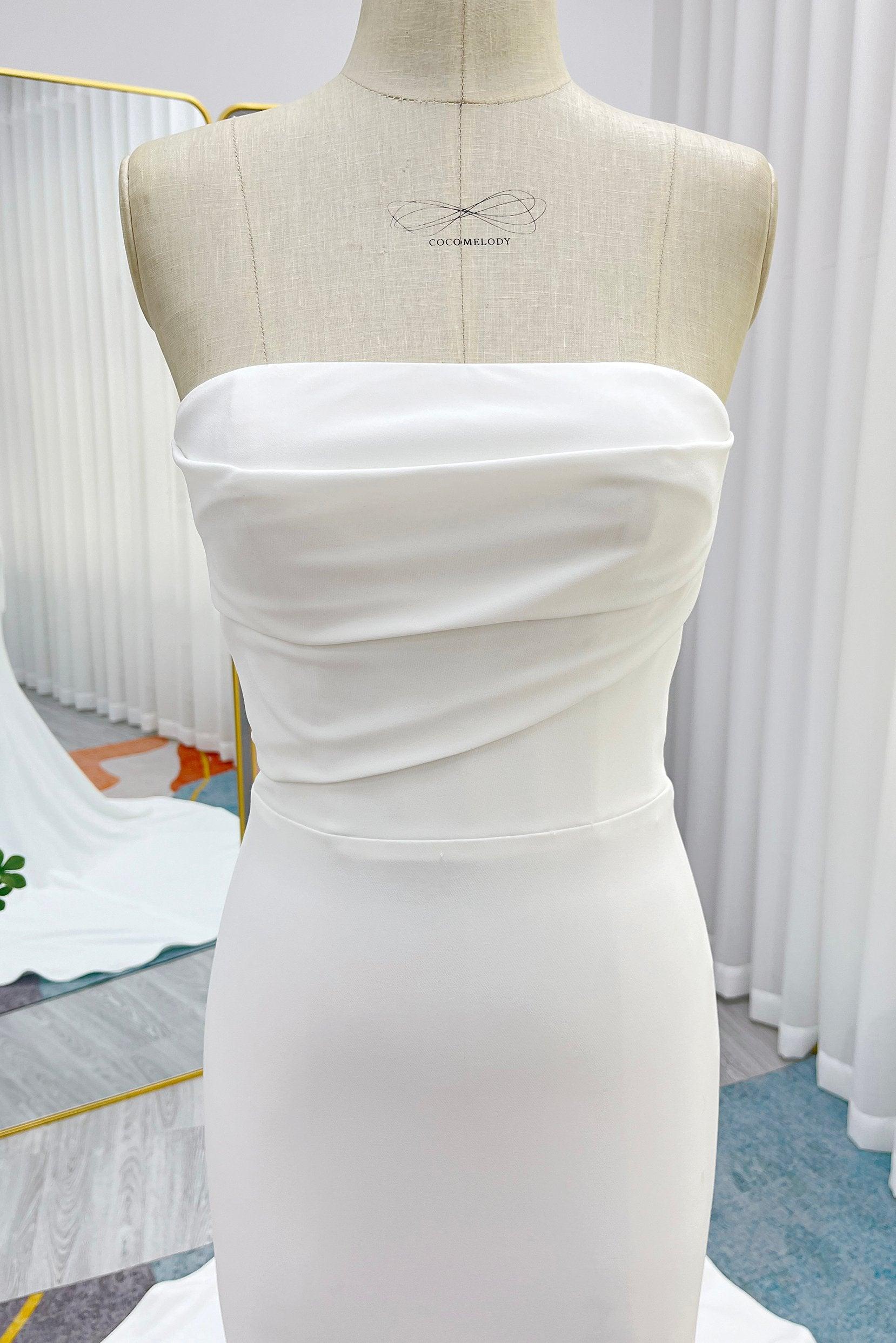 Trumpet-Mermaid Chapel Train Elastic Cloth Wedding Dress CW3246 - COCOMELODY
