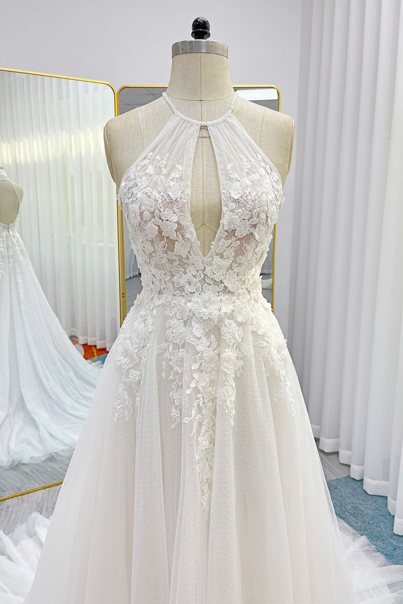 A-Line Court Train Lace Tulle Wedding Dress CW3281 - COCOMELODY