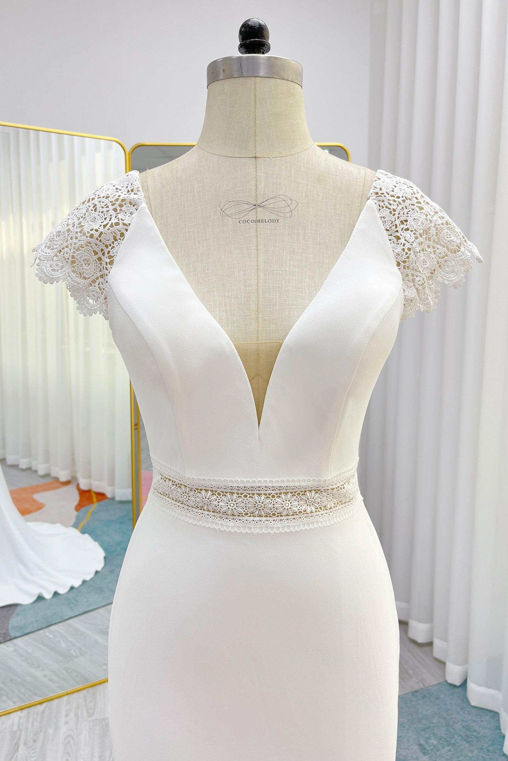 Trumpet-Mermaid Court Train Stretch Satin Wedding Dress CW3288 - COCOMELODY