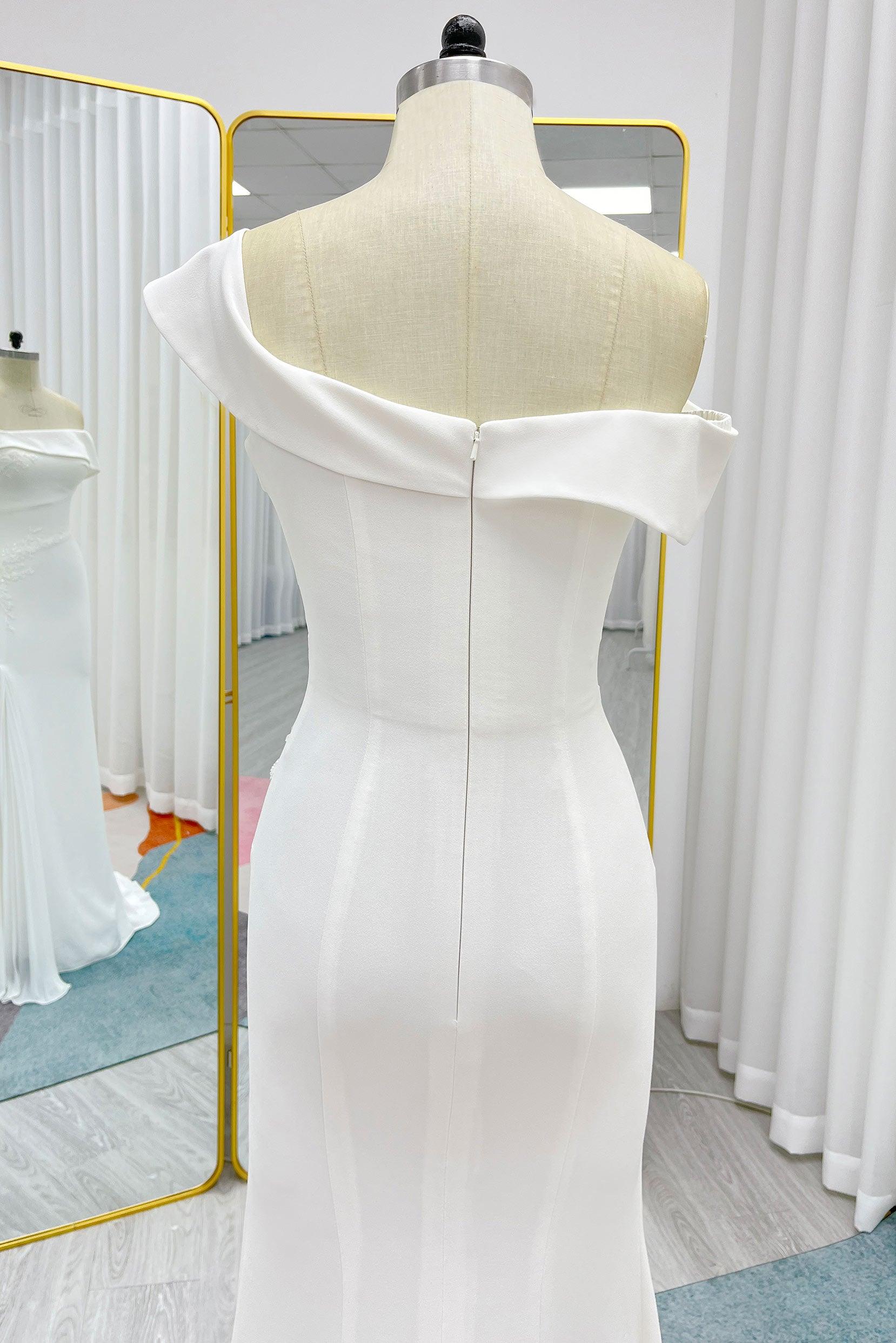 Trumpet-Mermaid Court Train Stretch Satin Wedding Dress CW3290 - COCOMELODY