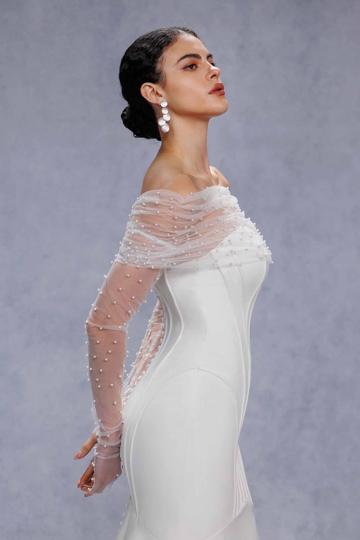 Trumpet-Mermaid Court Train Stretch Satin Wedding Dress CW3332 - COCOMELODY