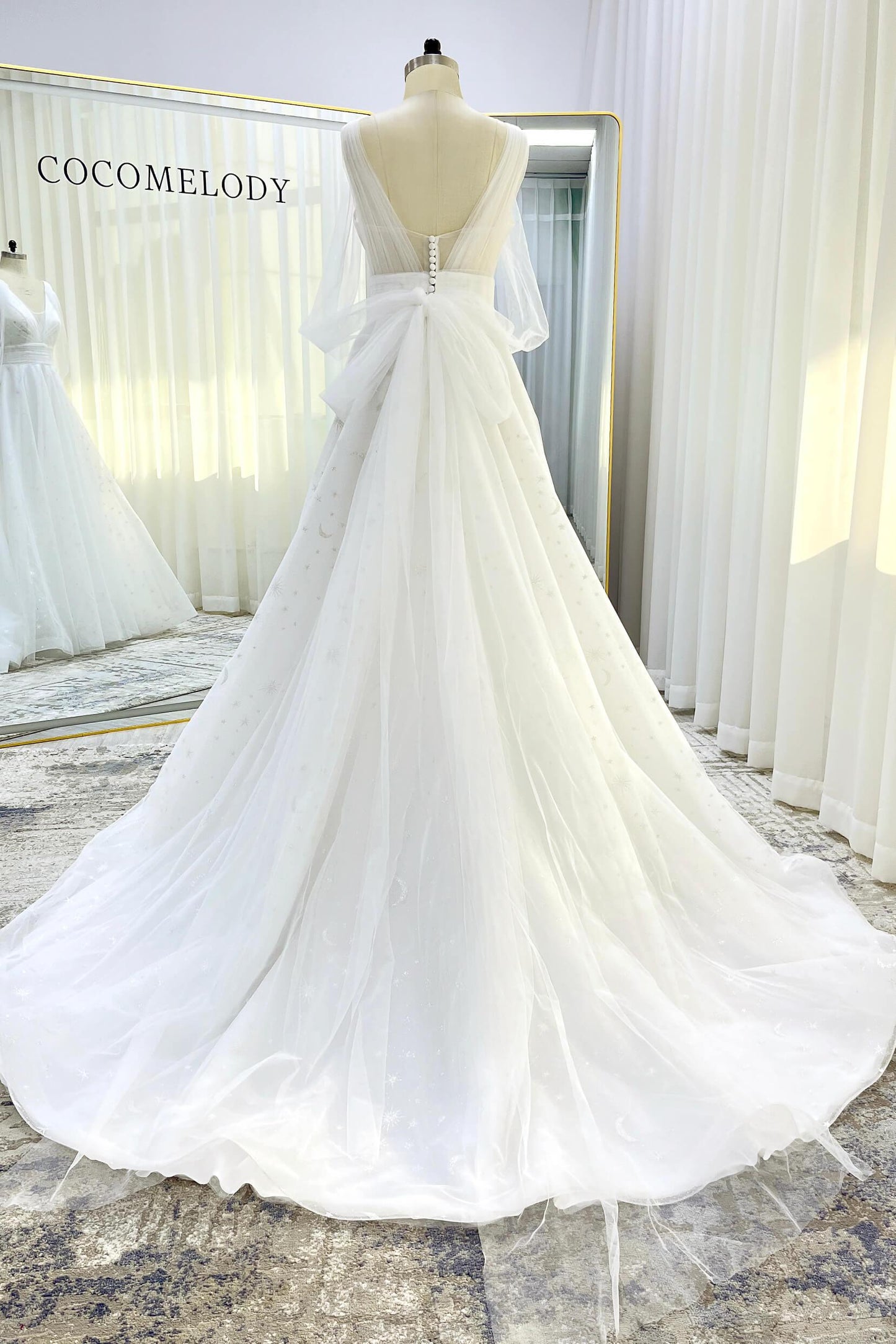 A-Line Court Train Glitter Wedding Dress CW3333