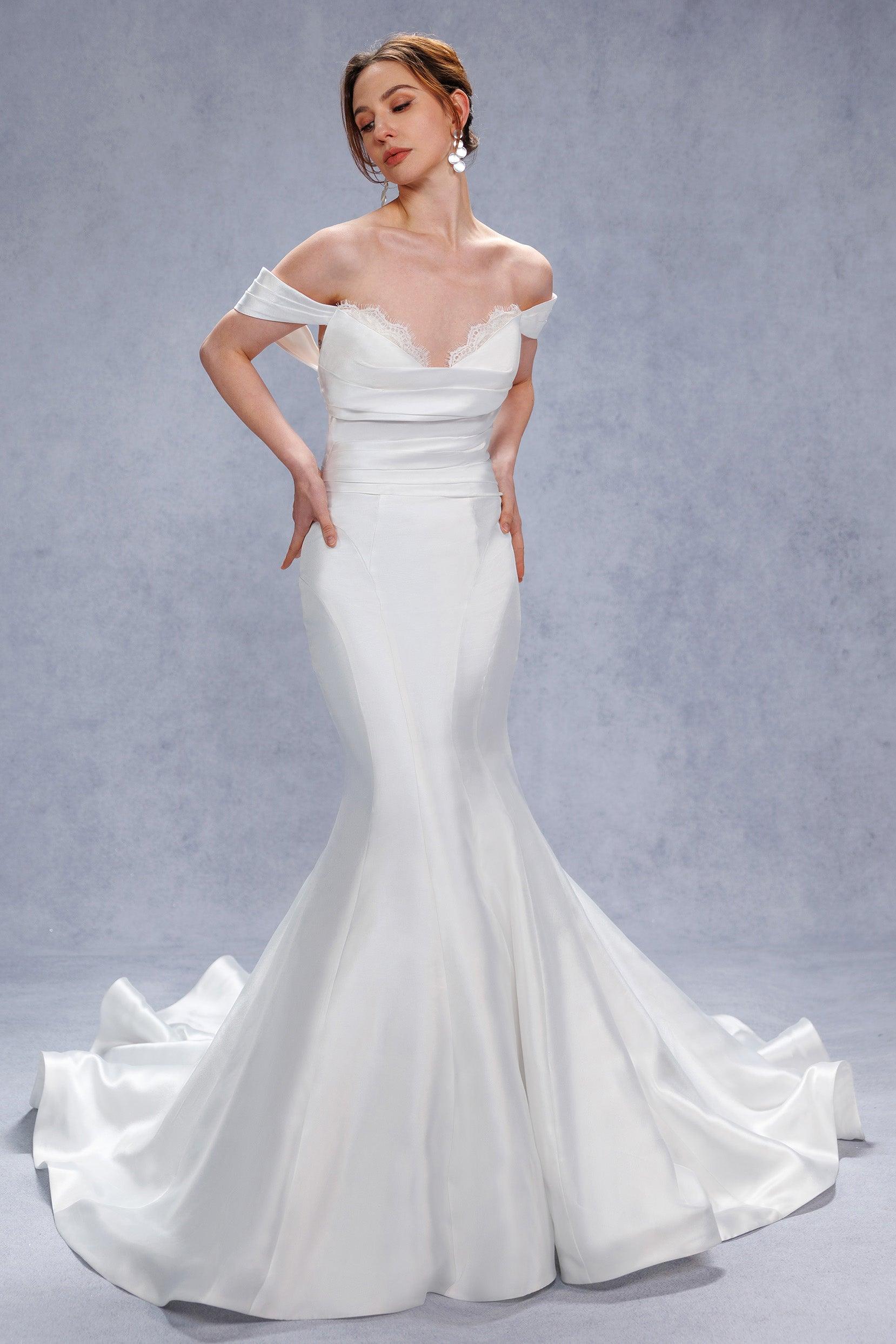 Trumpet-Mermaid Court Train Glitter Wedding Dress CW3334 - COCOMELODY