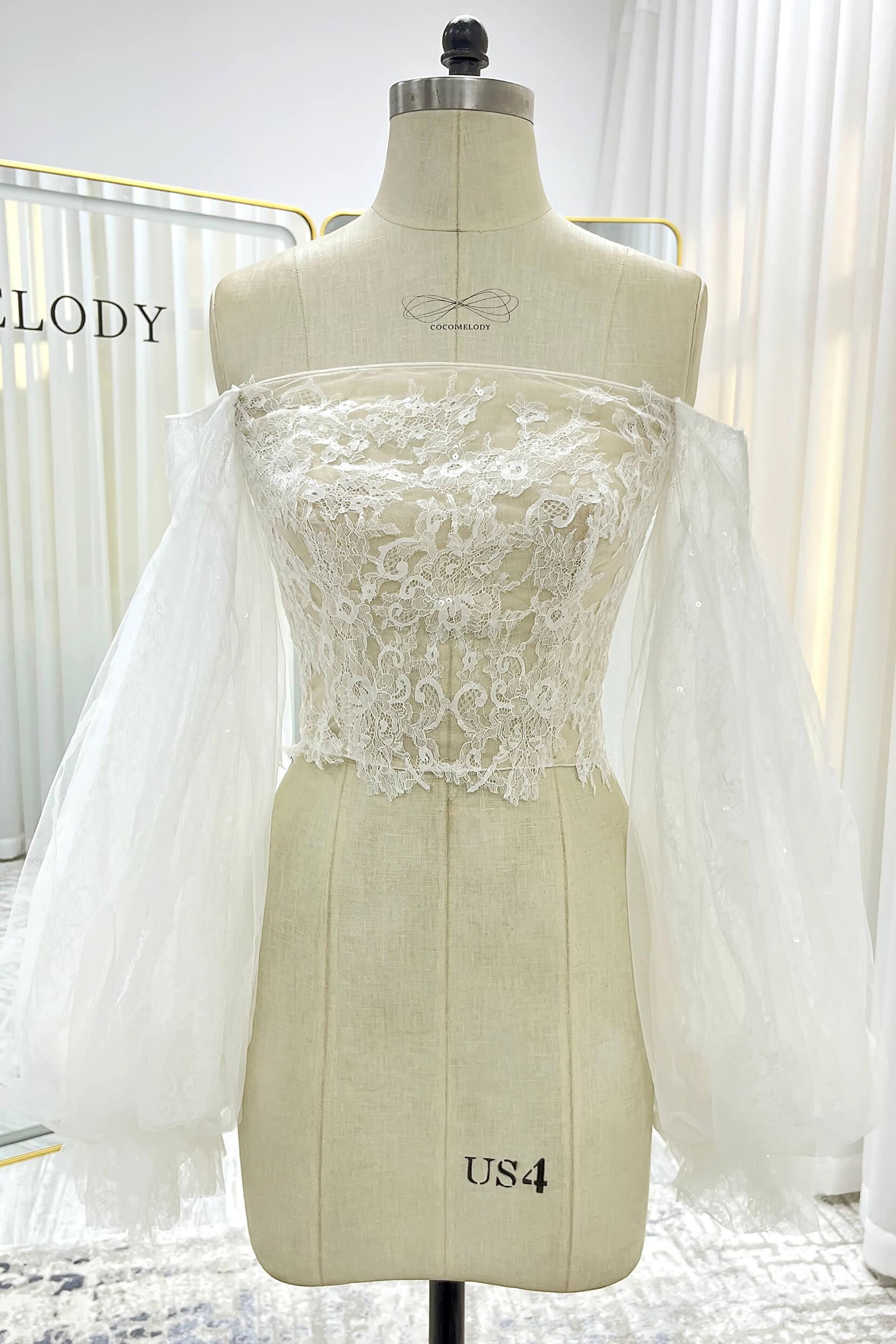 A-Line Court Train Lace Tulle Wedding Dress CW3337 - COCOMELODY