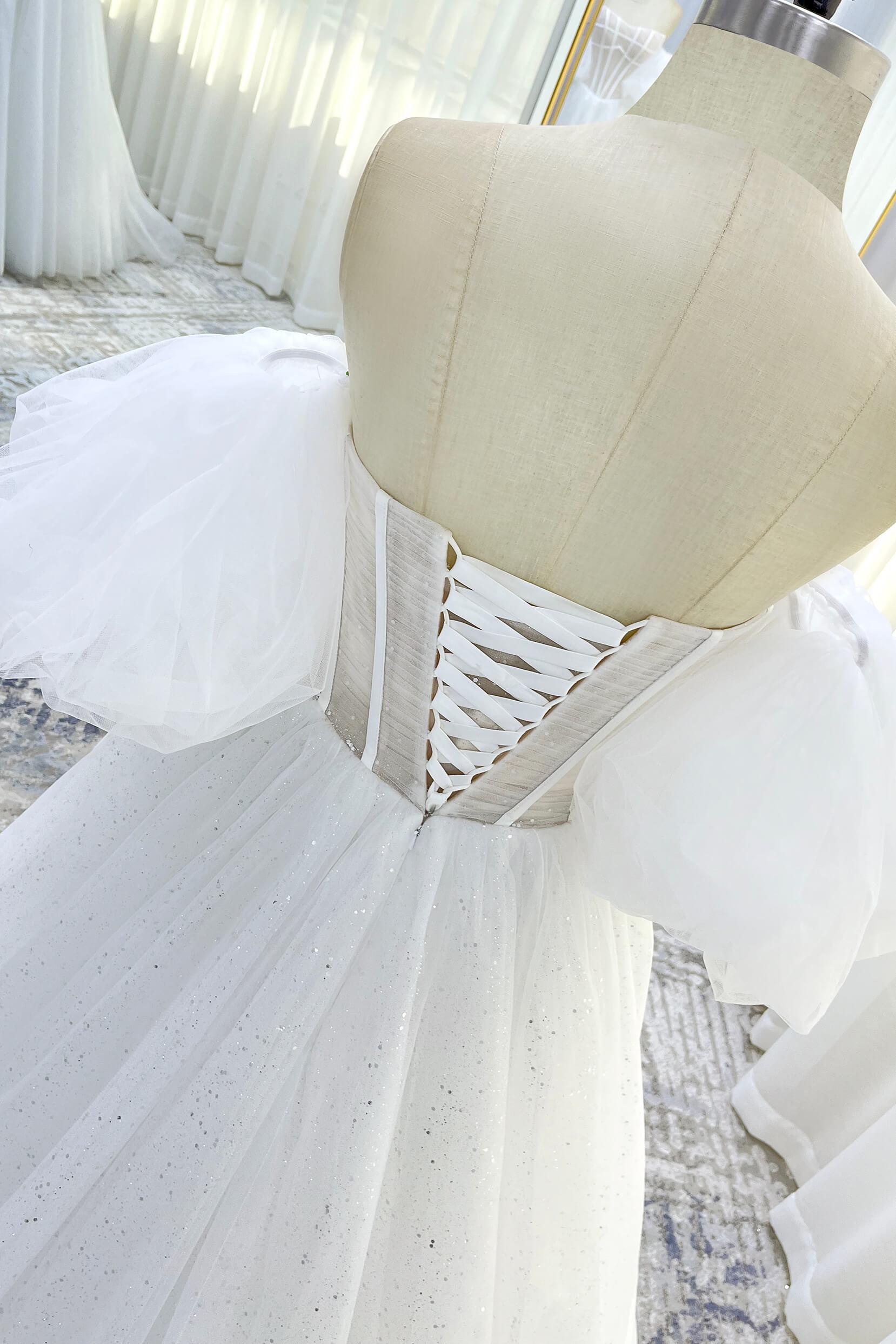 A-Line Court Train Sparkle Tulle Wedding Dress CW3339 - COCOMELODY