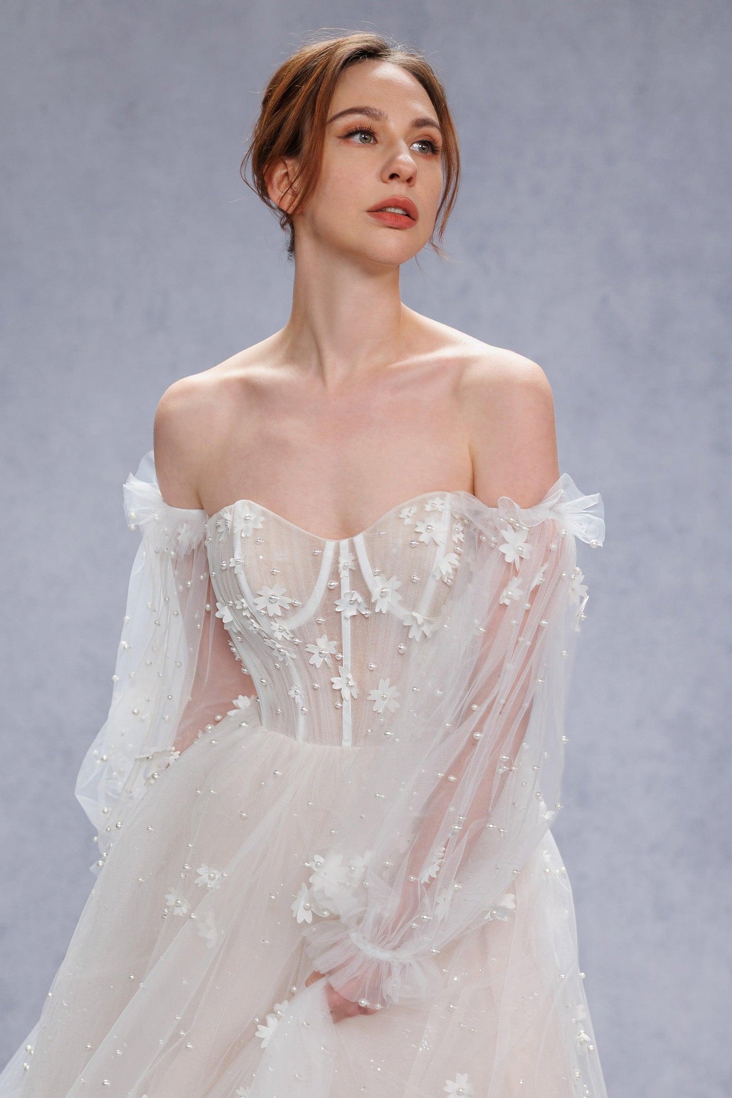 A-Line Court Train Tulle Wedding Dress CW3341 - COCOMELODY
