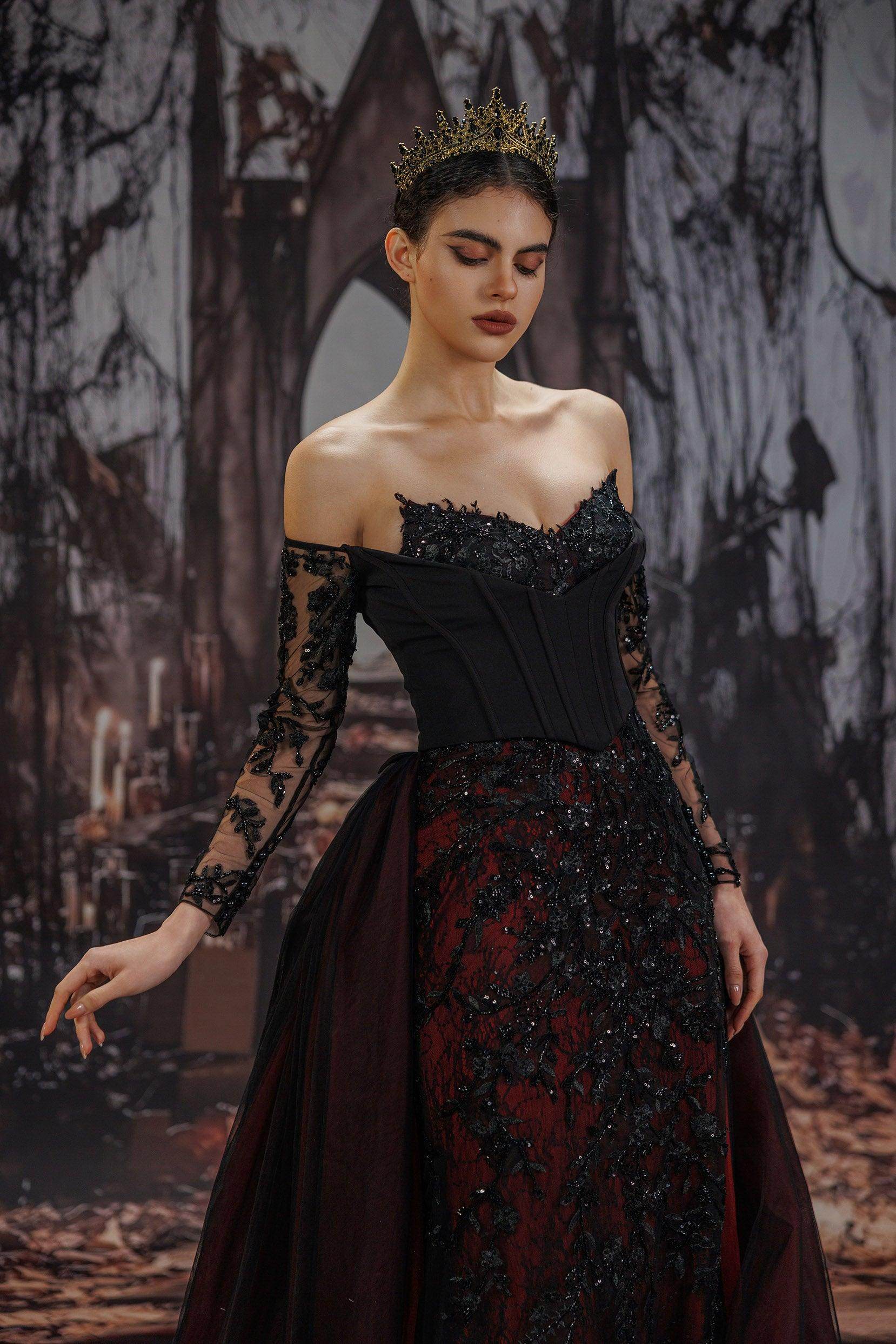 gothic purple and black wedding dress COCOMELODY Bold Beautiful Unforgettable Dresses Sequined Tulle CW3351 Shoulder to nipple = ___ inches 6 Vintage Purple And Black Wedding