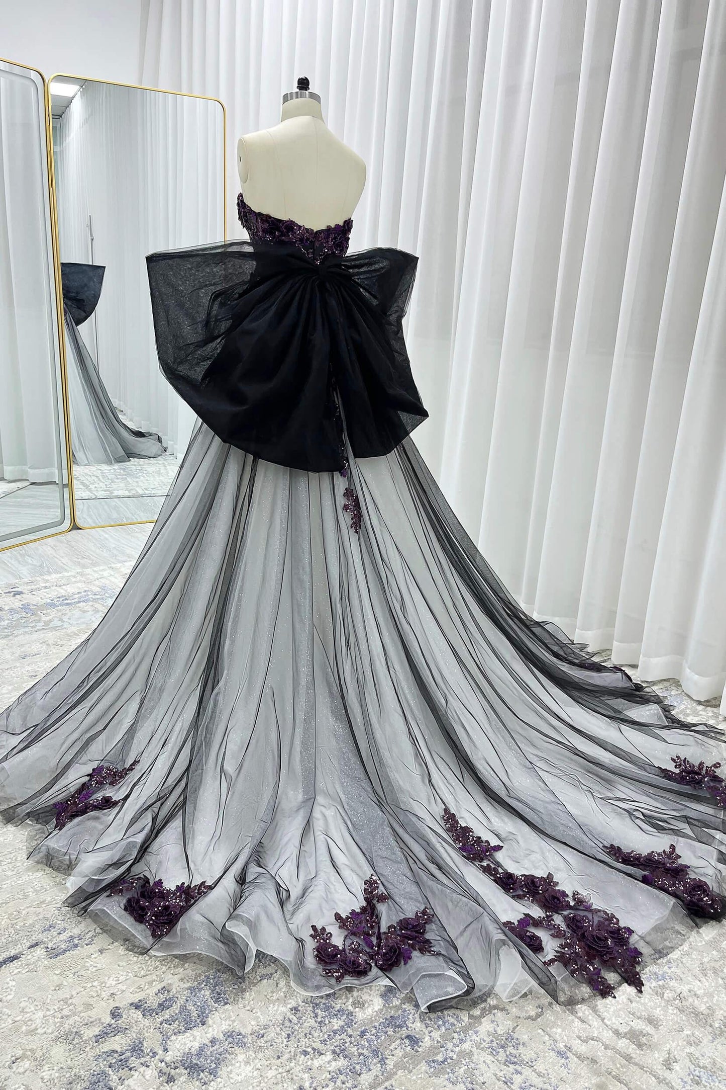 A-Line Court Train Lace Tulle Wedding Dress CW3345 - COCOMELODY
