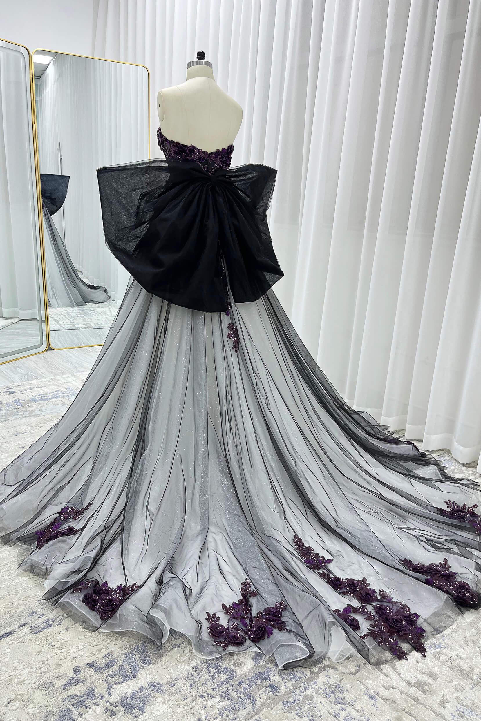 A-Line Court Train Lace Tulle Wedding Dress CW3345 - COCOMELODY