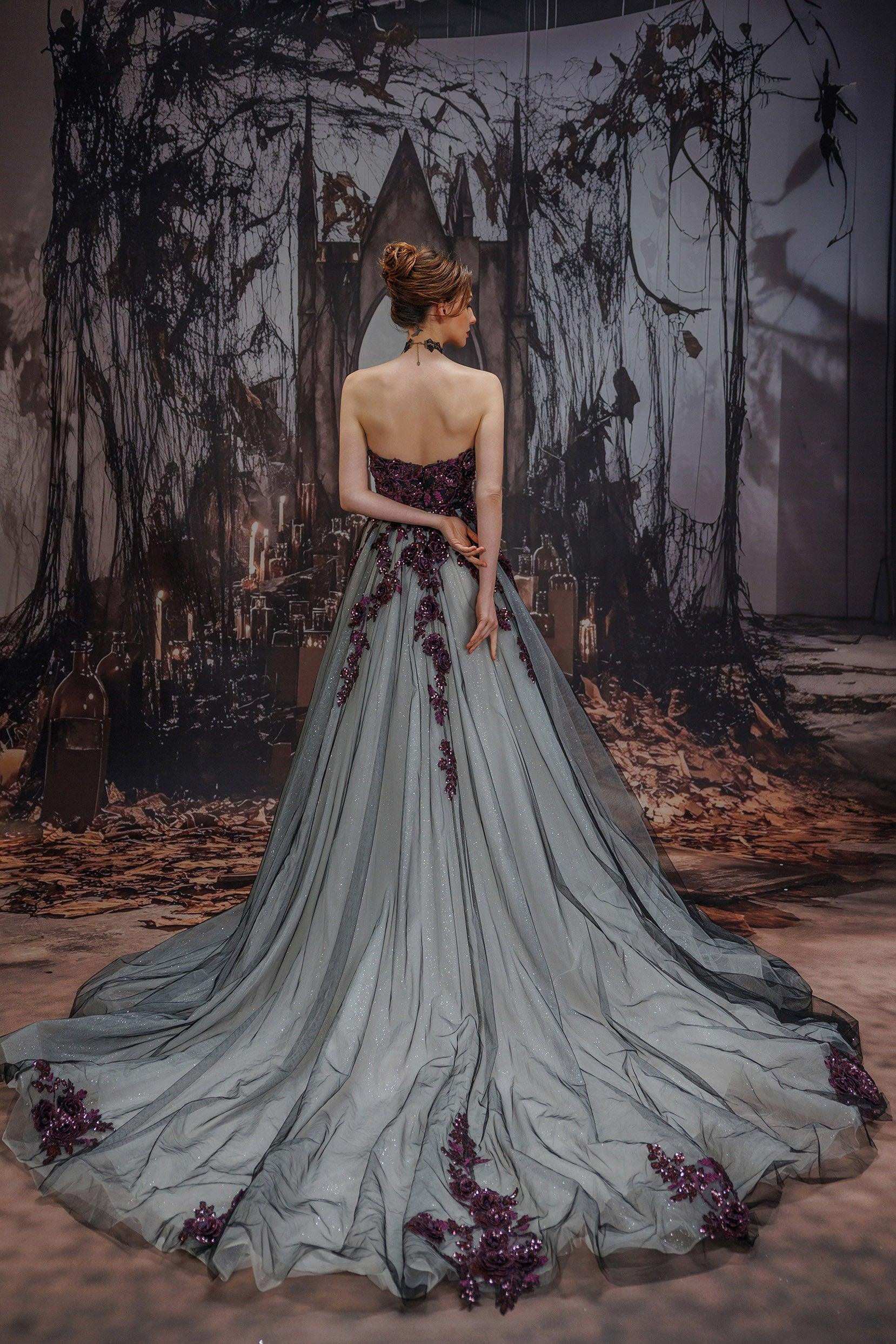A-Line Court Train Lace Tulle Wedding Dress CW3345 - COCOMELODY