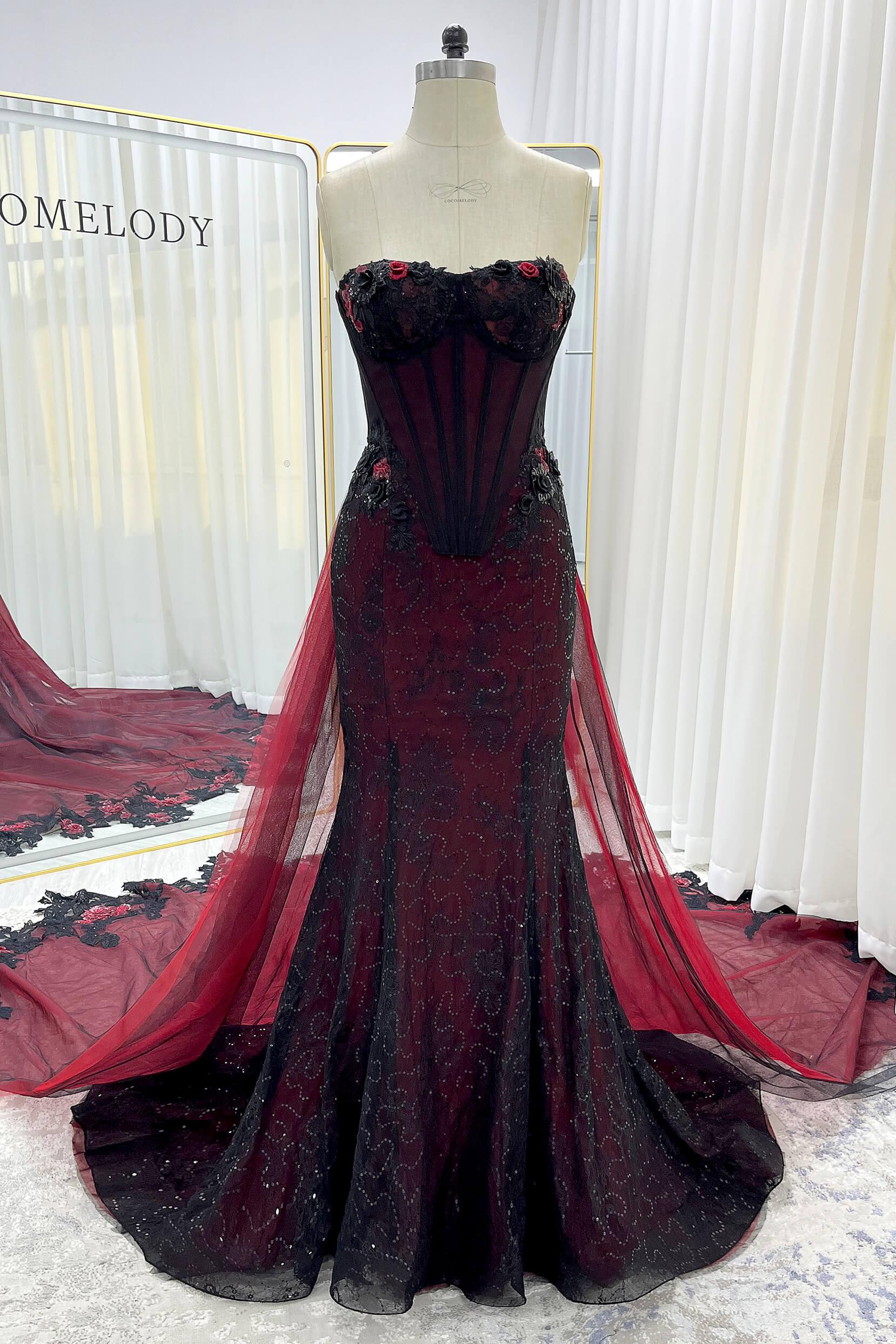 Trumpet-Mermaid Chapel Train Sequined Lace Tulle Wedding Dress CW3346 - COCOMELODY