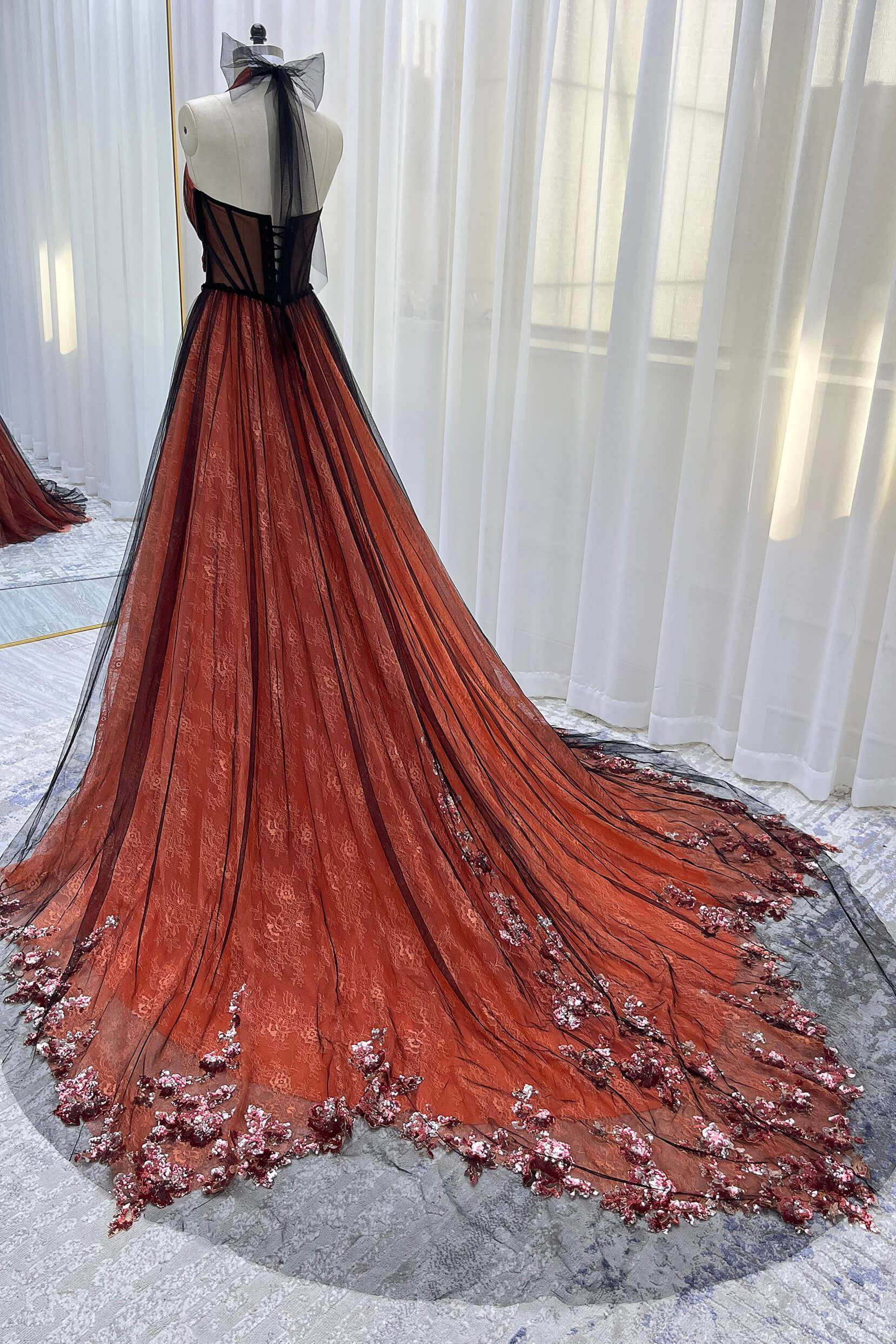 COCOMELODY A-Line Chapel Train Sequined Lace Tulle Black Wedding Dress CW3348, 45 Days / Black / US18-UK20-EUR48 COCOMELODY A-Line Chapel Train Sequined Lace Tulle Black Wedding Dress CW3348, 45 Days / Black / US18-UK20-EUR48