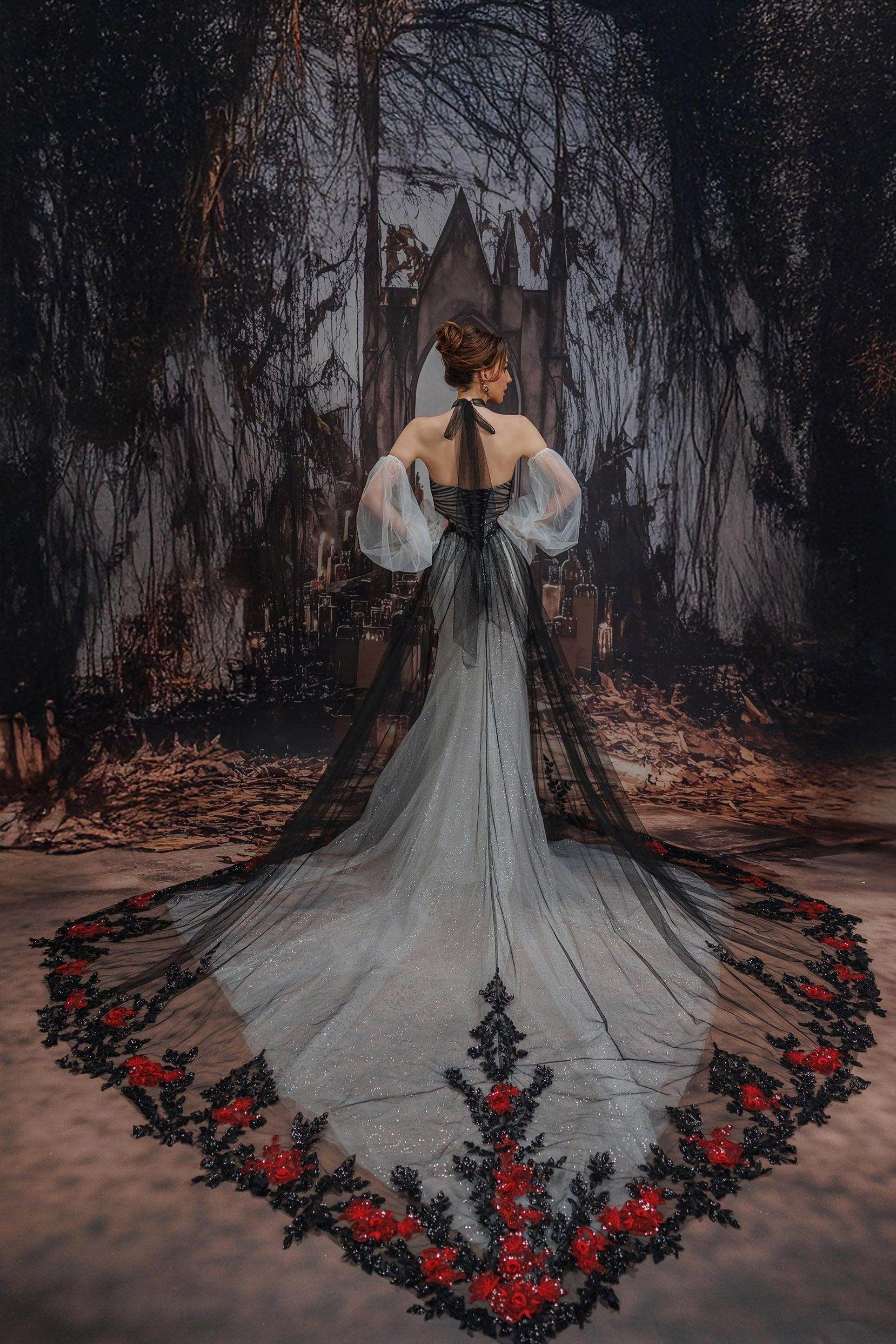 COCOMELODY A-Line Cathedral Train Glitter Sparkle Tulle Black Wedding Dress CW3349, 45 Days / Black / US20-UK22-EUR50 COCOMELODY A-Line Cathedral Train Glitter Sparkle Tulle Black Wedding Dress CW3349, 45 Days / Black / US20-UK22-EUR50