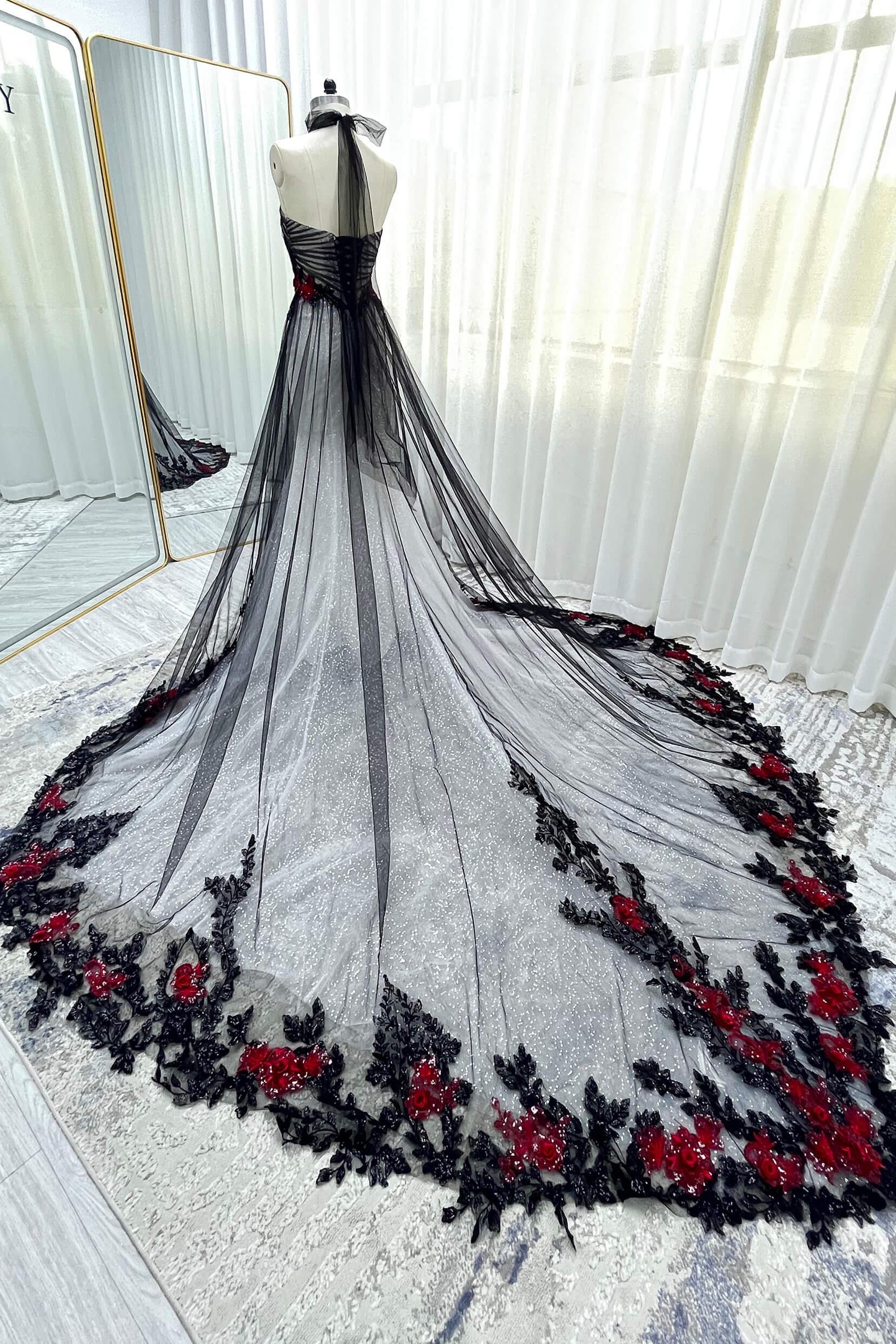 A-Line Cathedral Train Glitter Sparkle Tulle Wedding Dress CW3349 - COCOMELODY