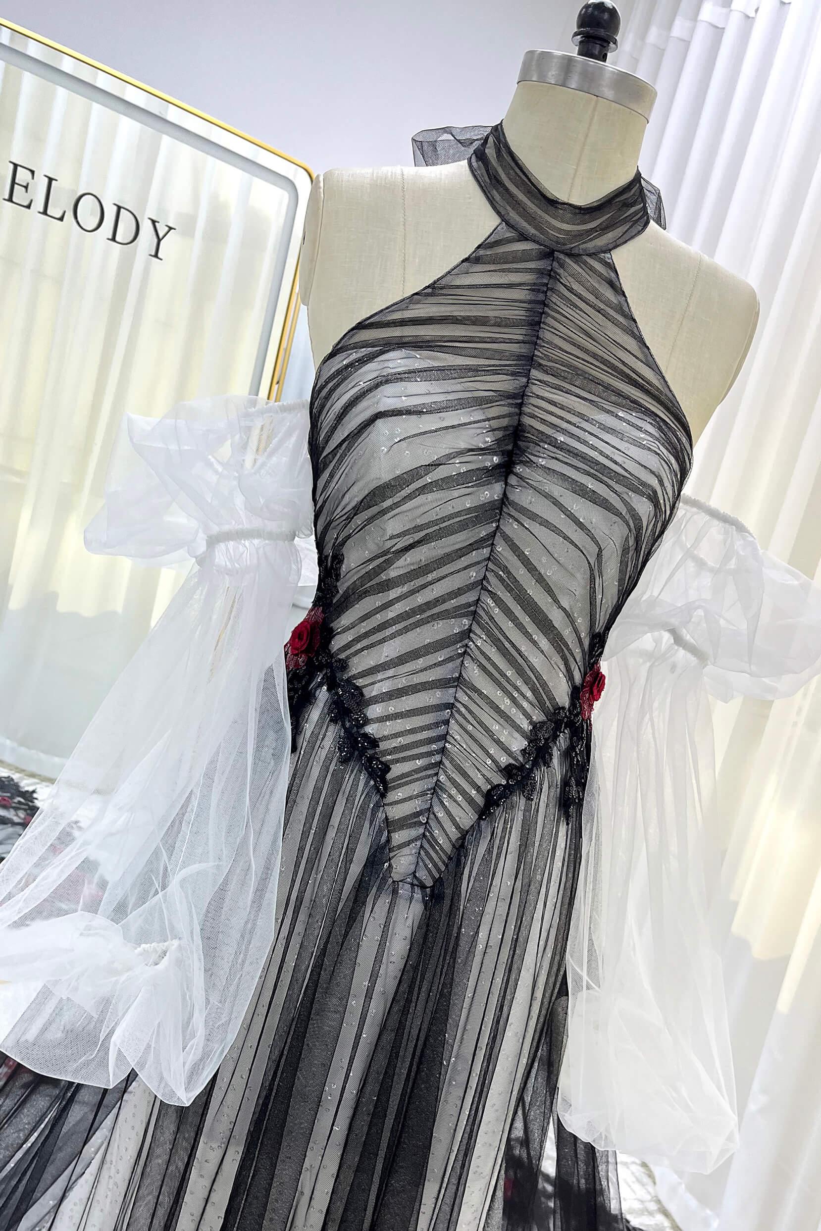 A-Line Cathedral Train Glitter Sparkle Tulle Wedding Dress CW3349 - COCOMELODY