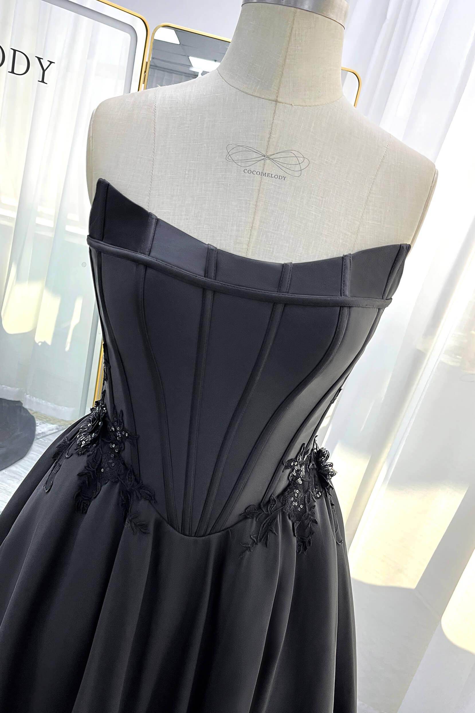 A-Line Court Train Mikado Tulle Wedding Dress CW3350 - COCOMELODY