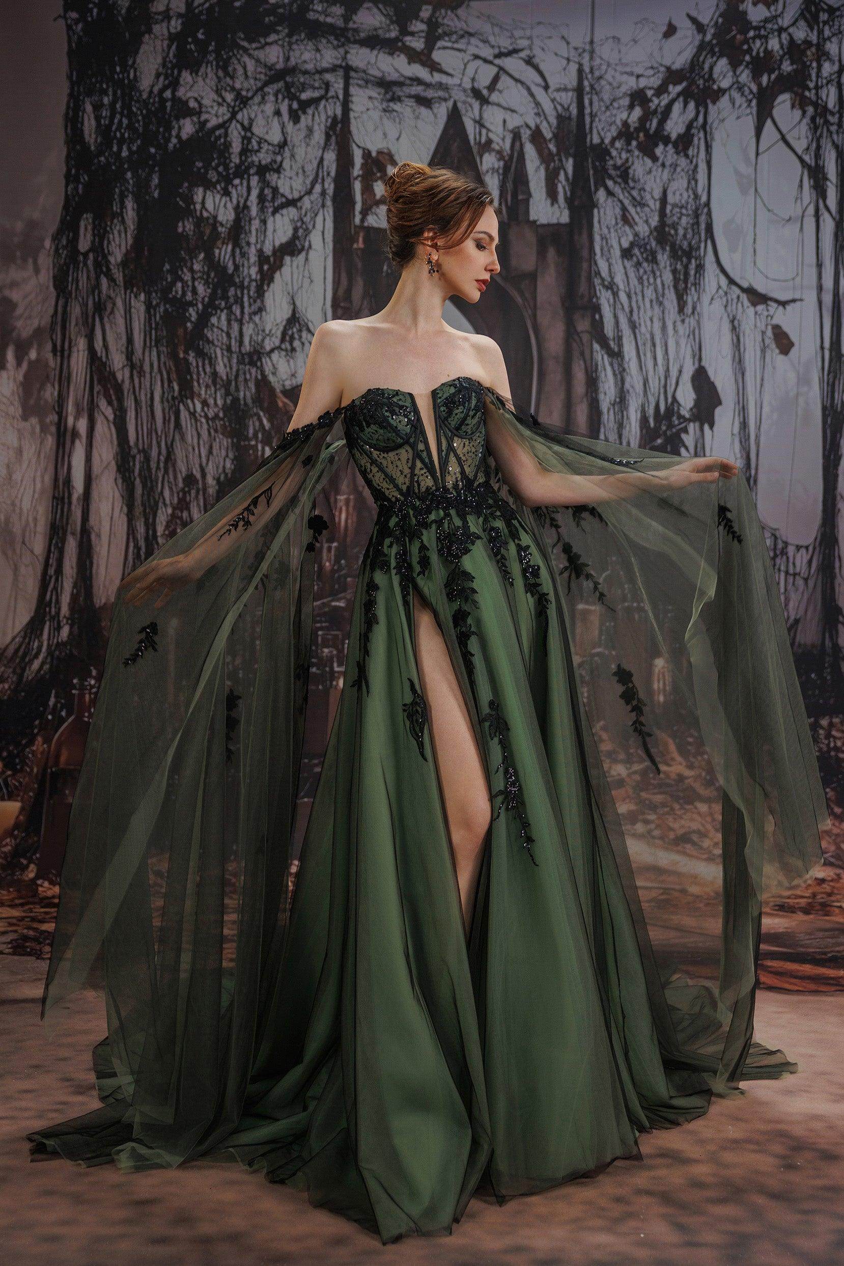 Sequined Lace A Line Gown