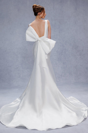 Trumpet-Mermaid Court Train Mikado Wedding Dress CW3356 - COCOMELODY