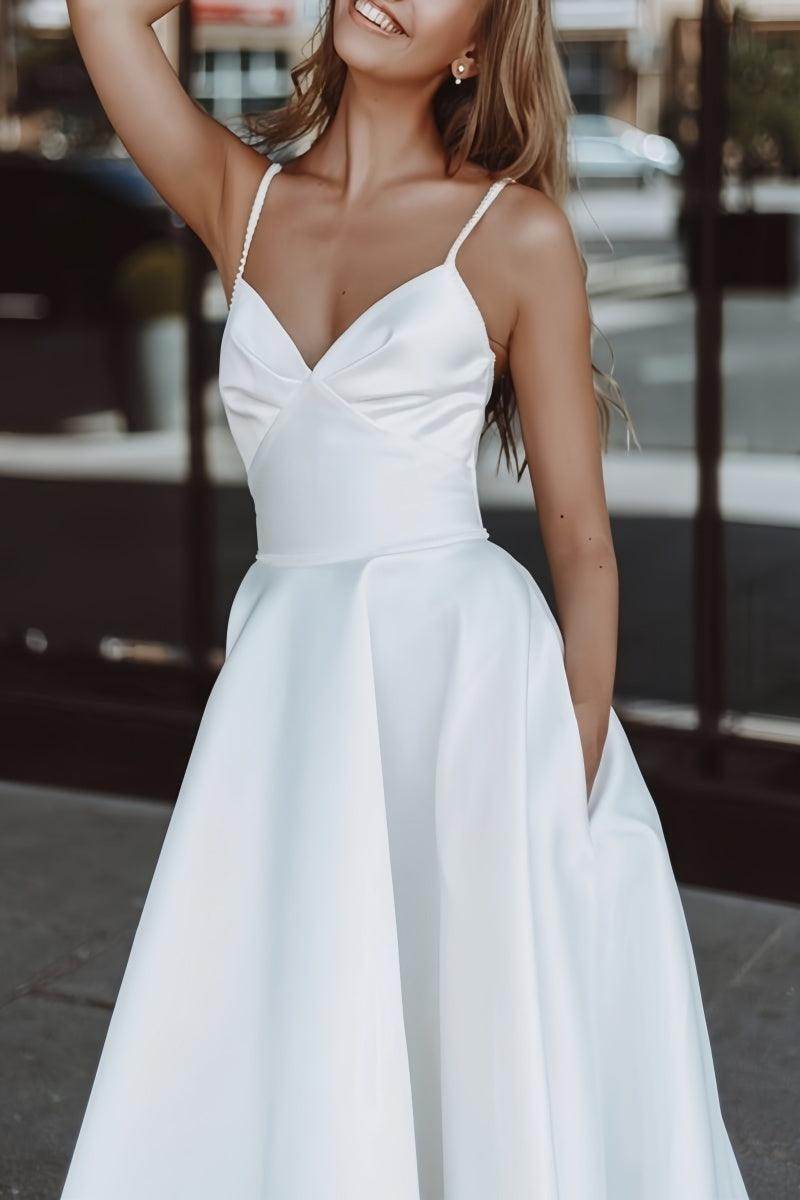 Tea Length Winter Wedding Dress V Neck Tea Length Winter Wedding