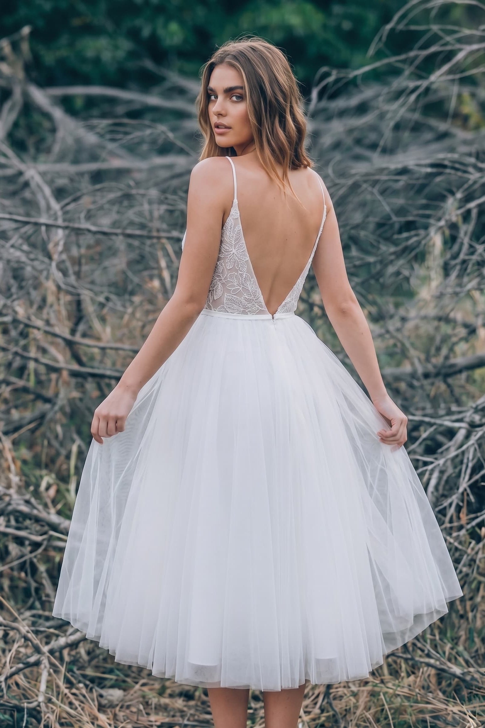 A-Line Boho Ankle Length Lace Tulle Wedding Dress V-Neck Bridal Shower Dress COCOMELODY CW3396, 20 Days / Ivory / US14-UK16-EUR44 A-Line Boho Ankle Length Lace Tulle Wedding Dress V-Neck Bridal Shower Dress COCOMELODY CW3396, 20 Days / Ivory / US14-UK16-EUR44
