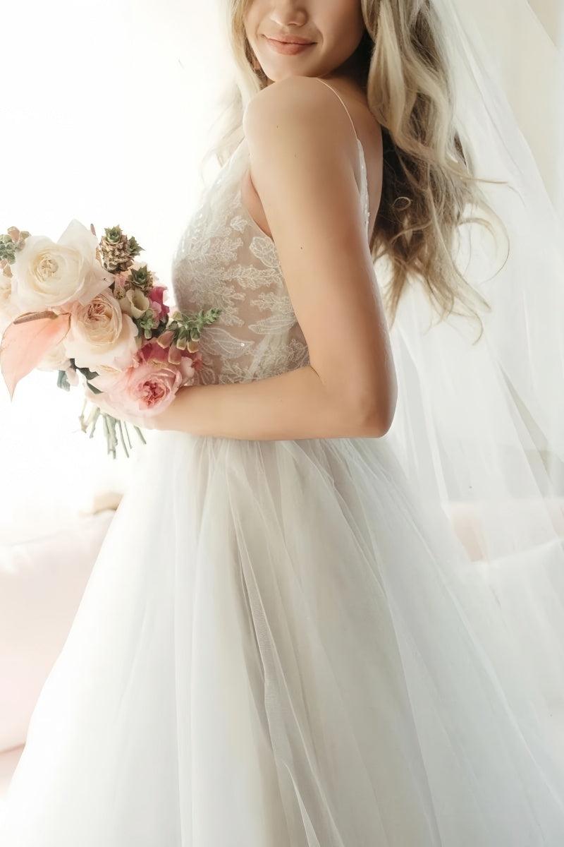 Boho Lace Tea-Length Backless Dress for Reception CW3396 - COCOMELODY