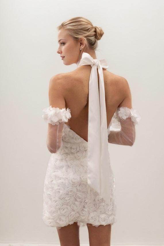 short wedding dress open back Lauren Elaine Affinity