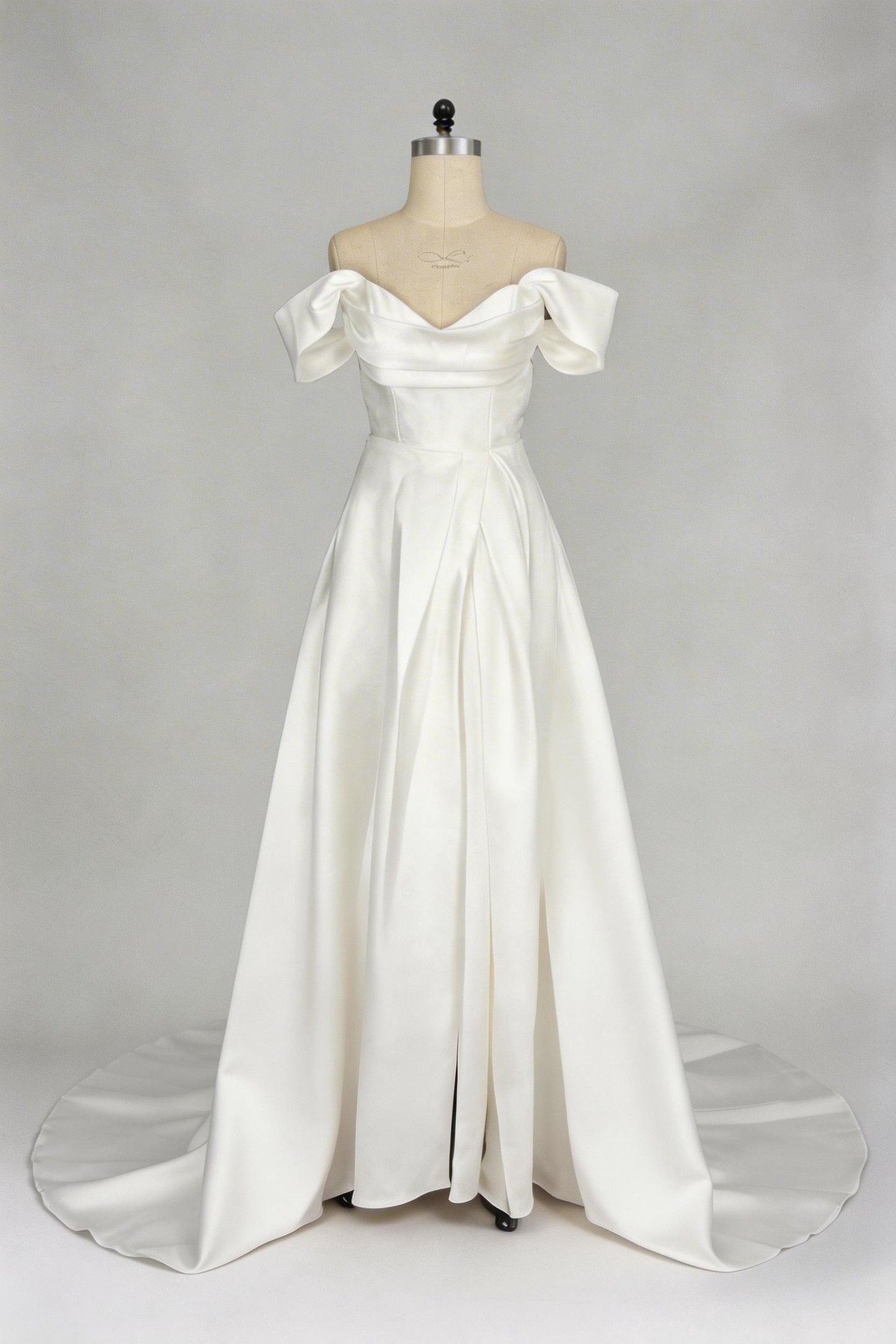 A-Line Court Train Mikado Wedding Dress CW3451