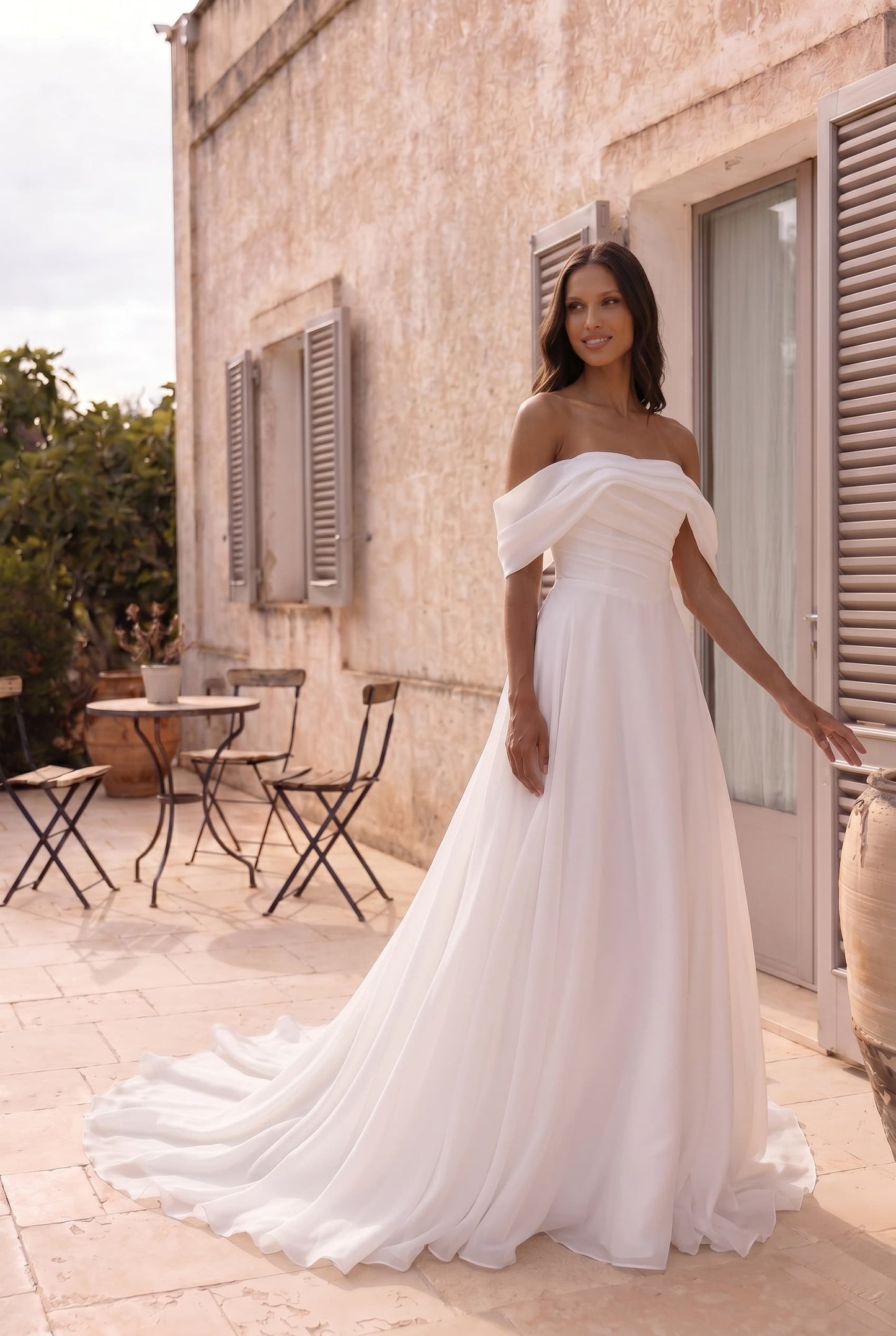 A-Line Court Train Organza Wedding Dress CW3465