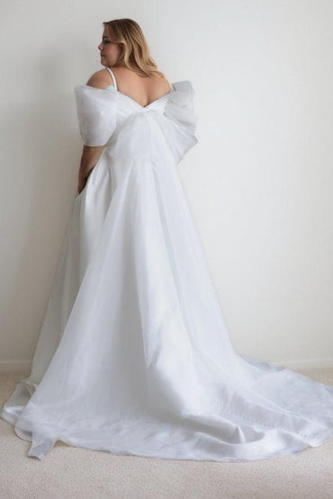 A-Line Sweep-Brush Train Organza Wedding Dress CW3482 - COCOMELODY