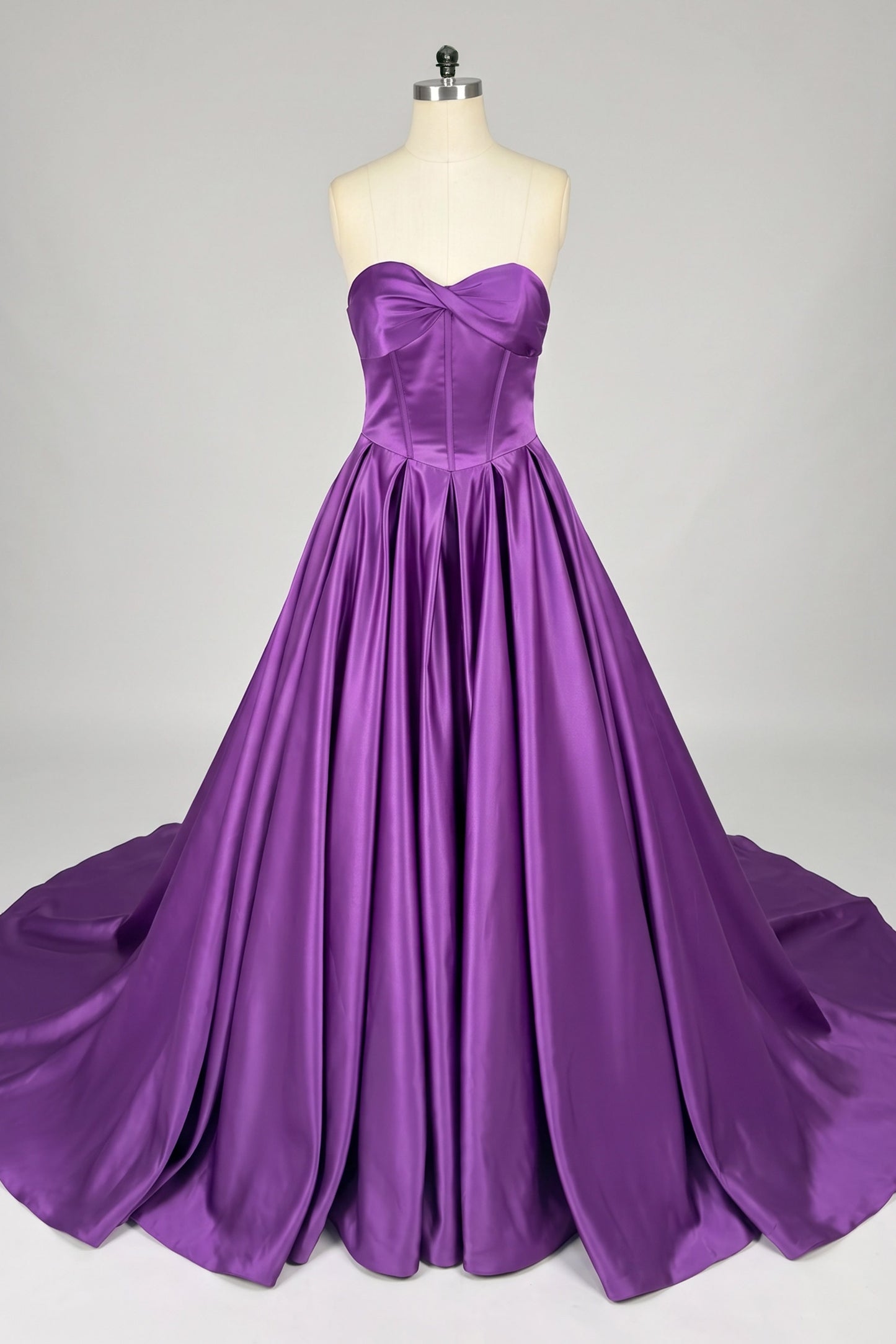 A-Line Court Train Satin Wedding Dress CW3502