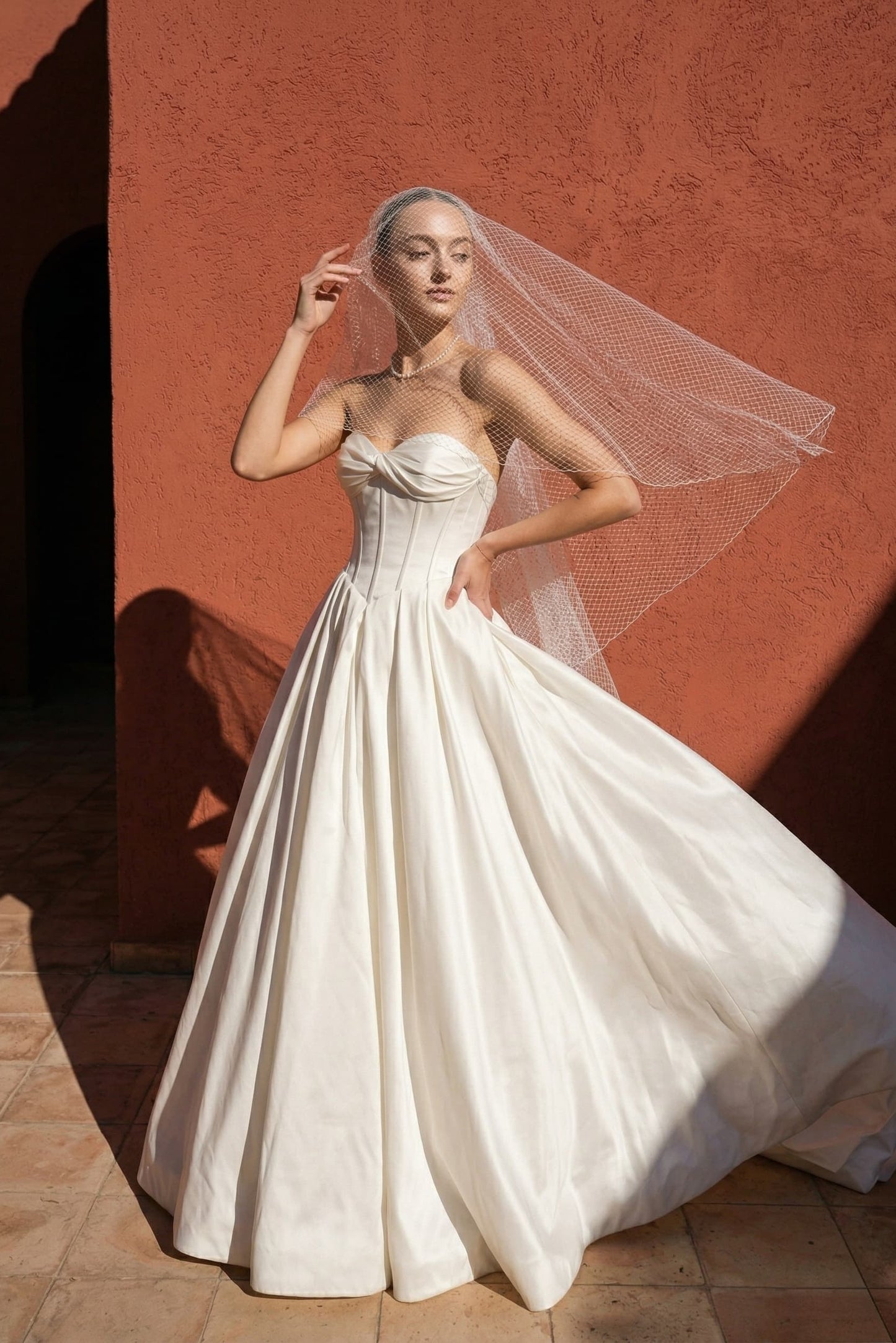 A-Line Court Train Satin Wedding Dress CW3502